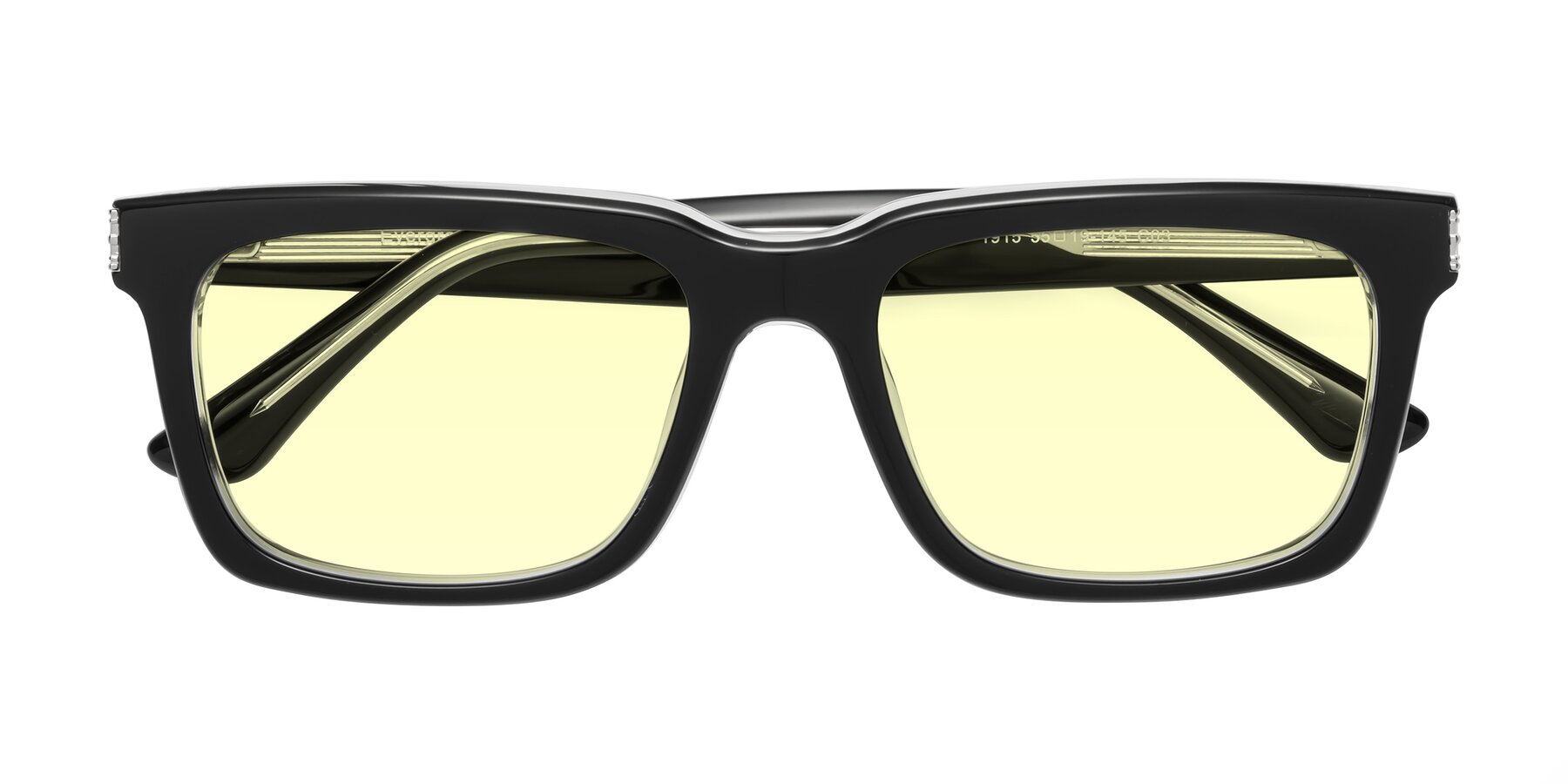 Folded Front of Evergreen in Black-Clear with Light Yellow Tinted Lenses