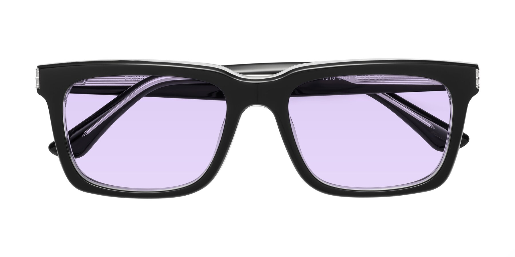 Folded Front of Evergreen in Black-Clear with Light Purple Tinted Lenses