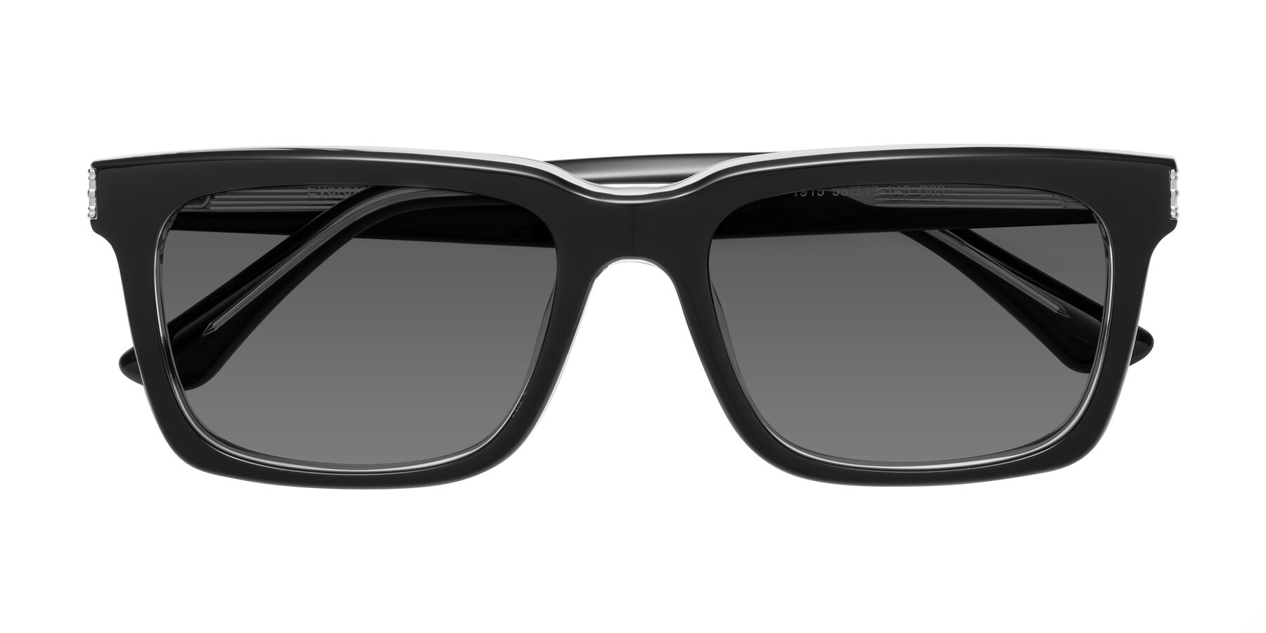 Folded Front of Evergreen in Black-Clear with Medium Gray Tinted Lenses