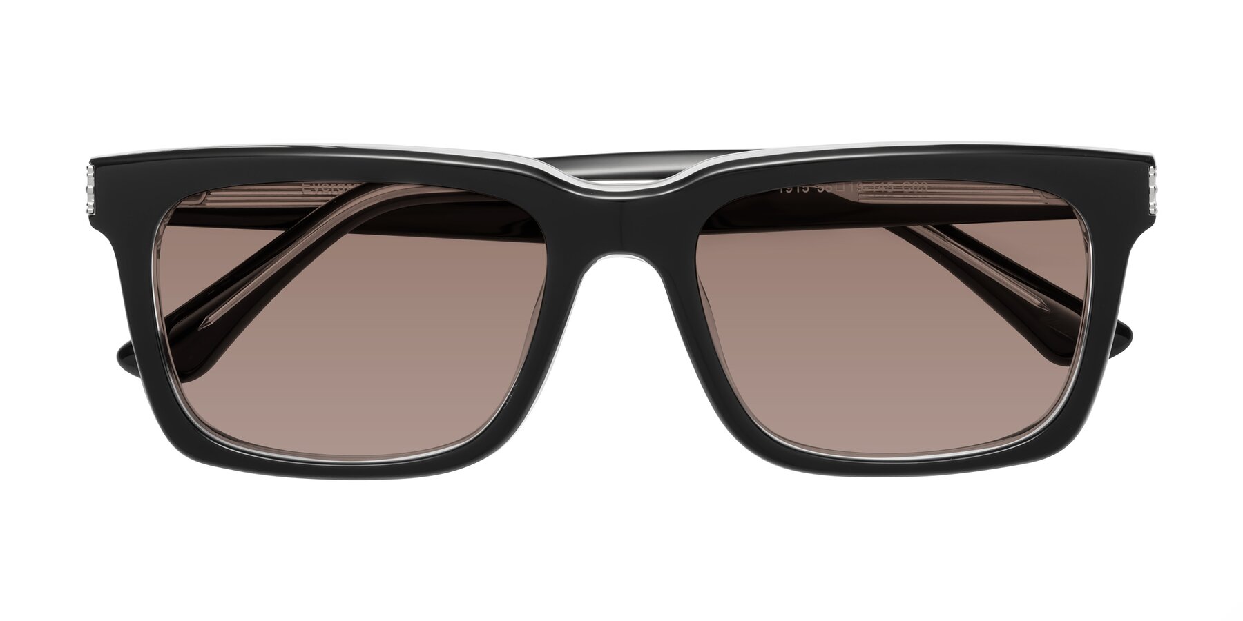 Folded Front of Evergreen in Black-Clear with Medium Brown Tinted Lenses