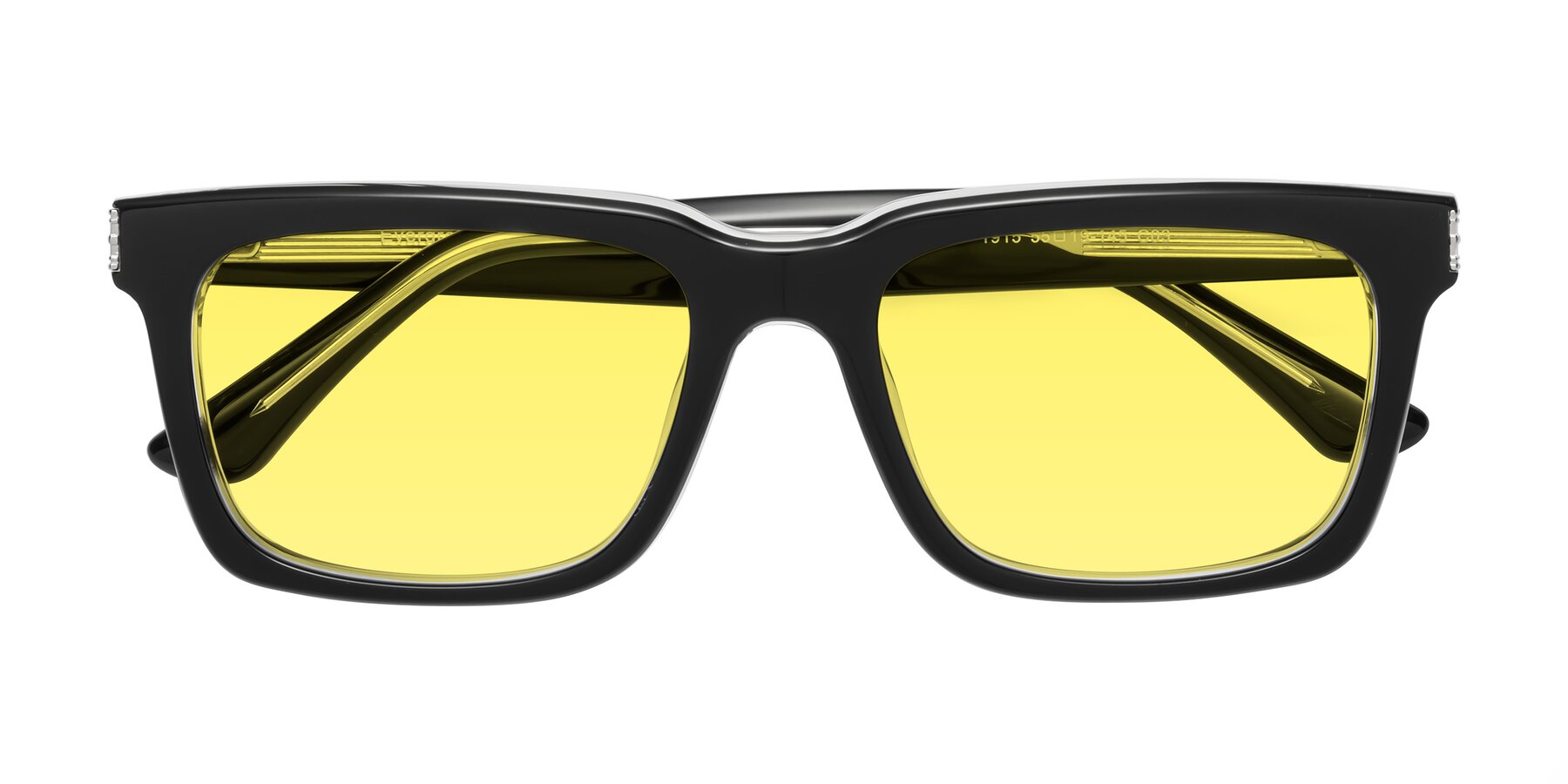 Folded Front of Evergreen in Black-Clear with Medium Yellow Tinted Lenses