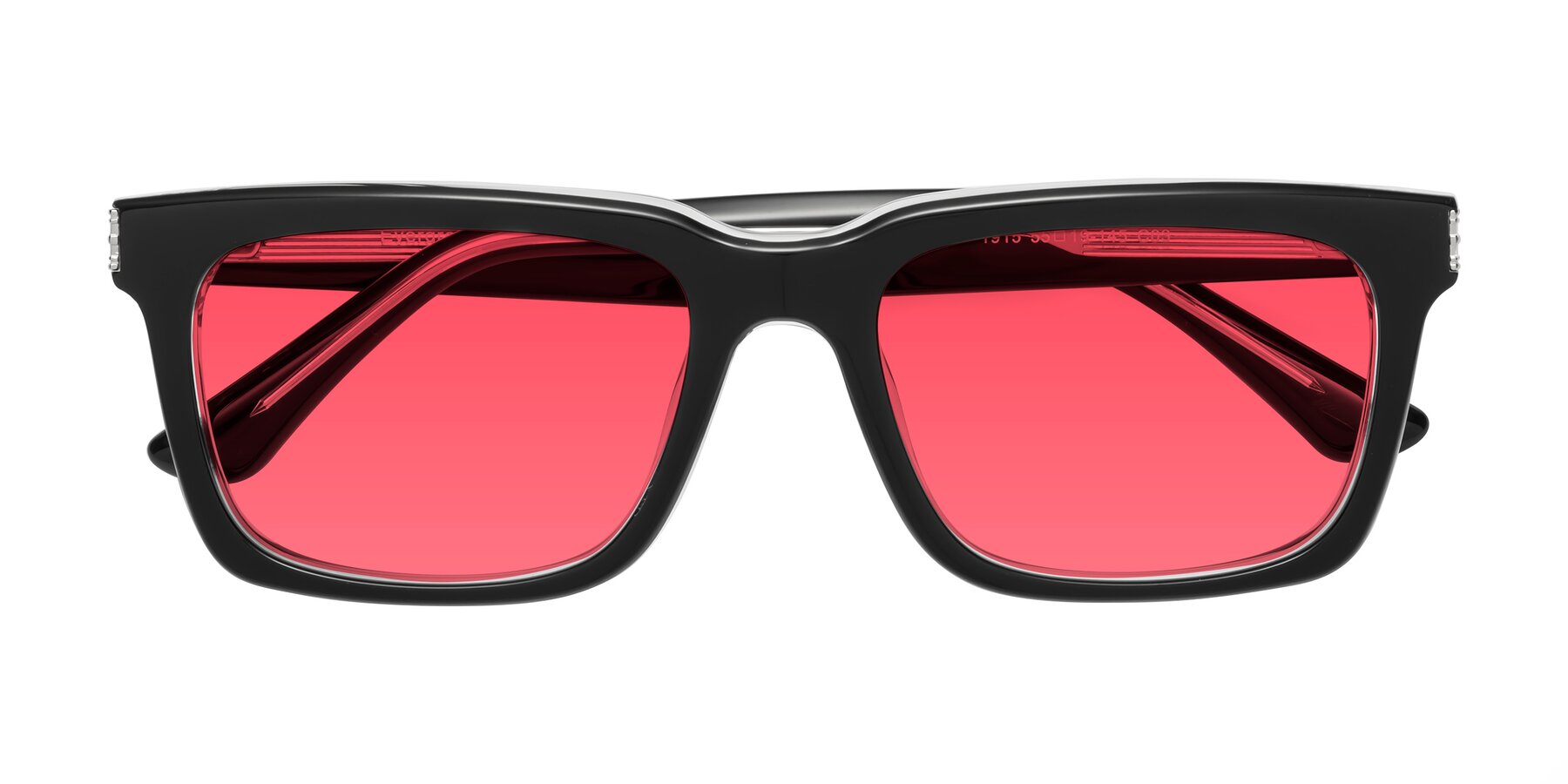Folded Front of Evergreen in Black-Clear with Red Tinted Lenses