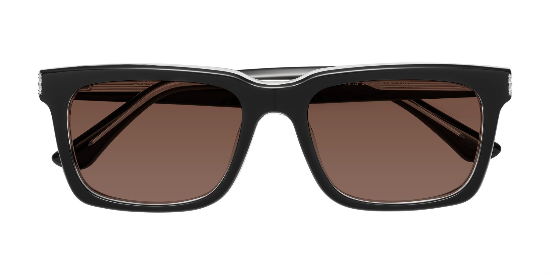 Folded Front of Evergreen in Black-Clear with Brown Tinted Lenses