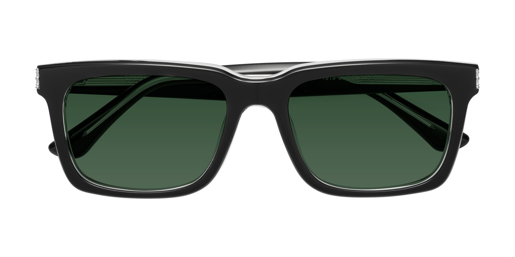 Folded Front of Evergreen in Black-Clear with Green Tinted Lenses