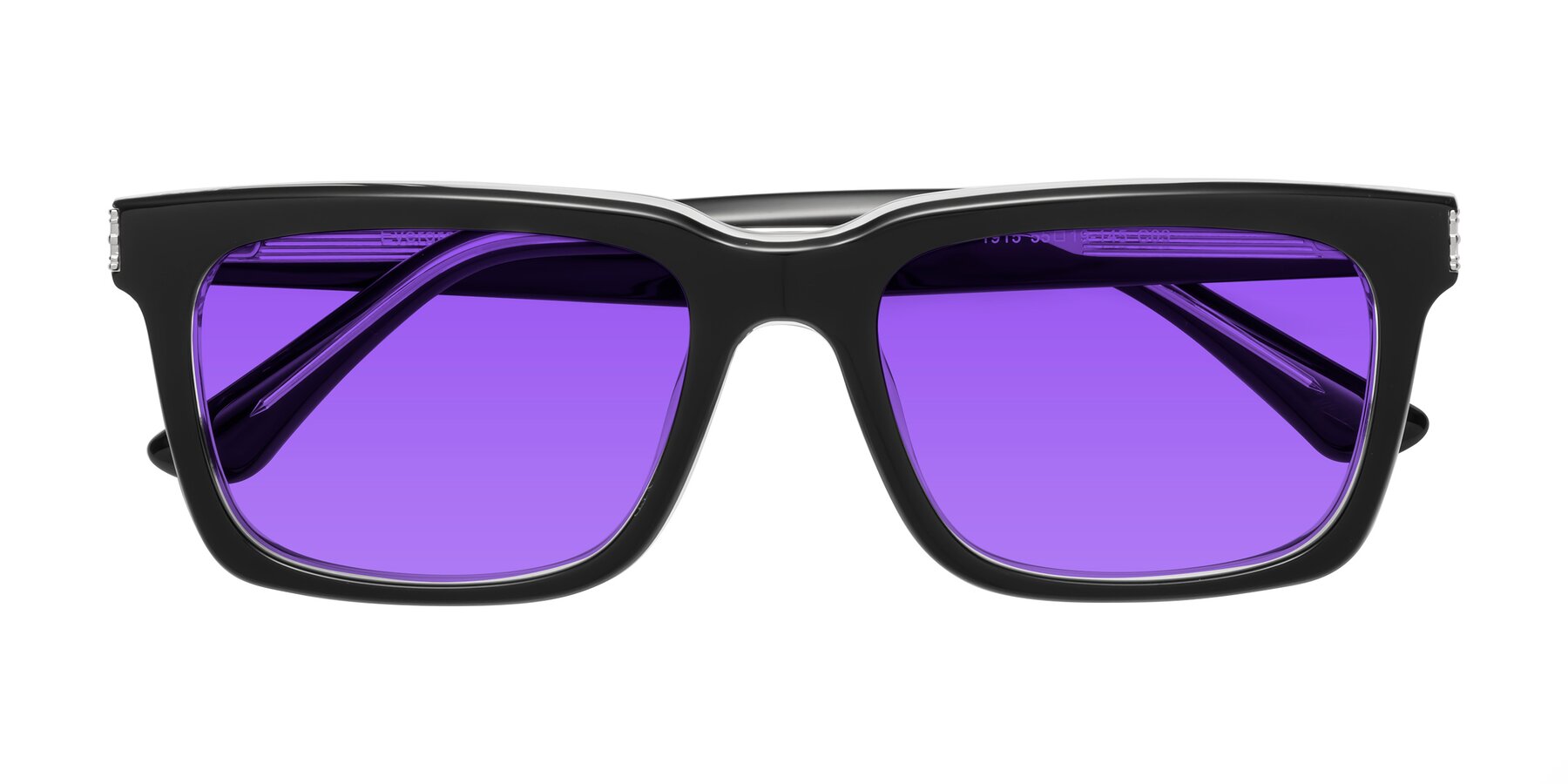 Folded Front of Evergreen in Black-Clear with Purple Tinted Lenses