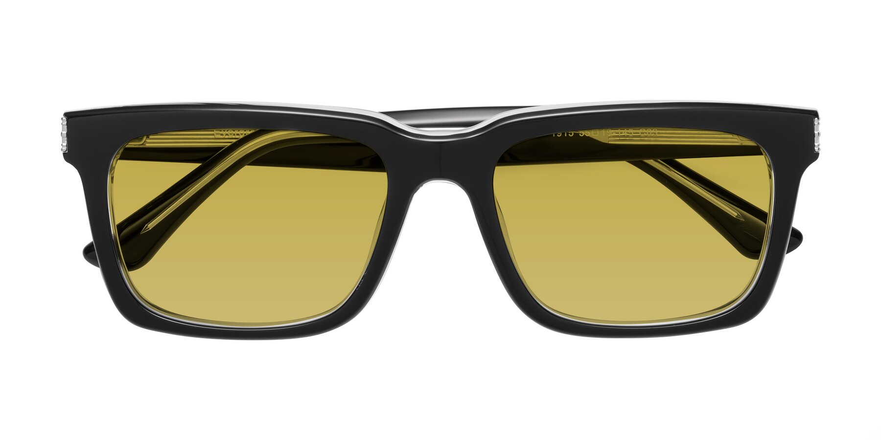 Folded Front of Evergreen in Black-Clear with Champagne Tinted Lenses