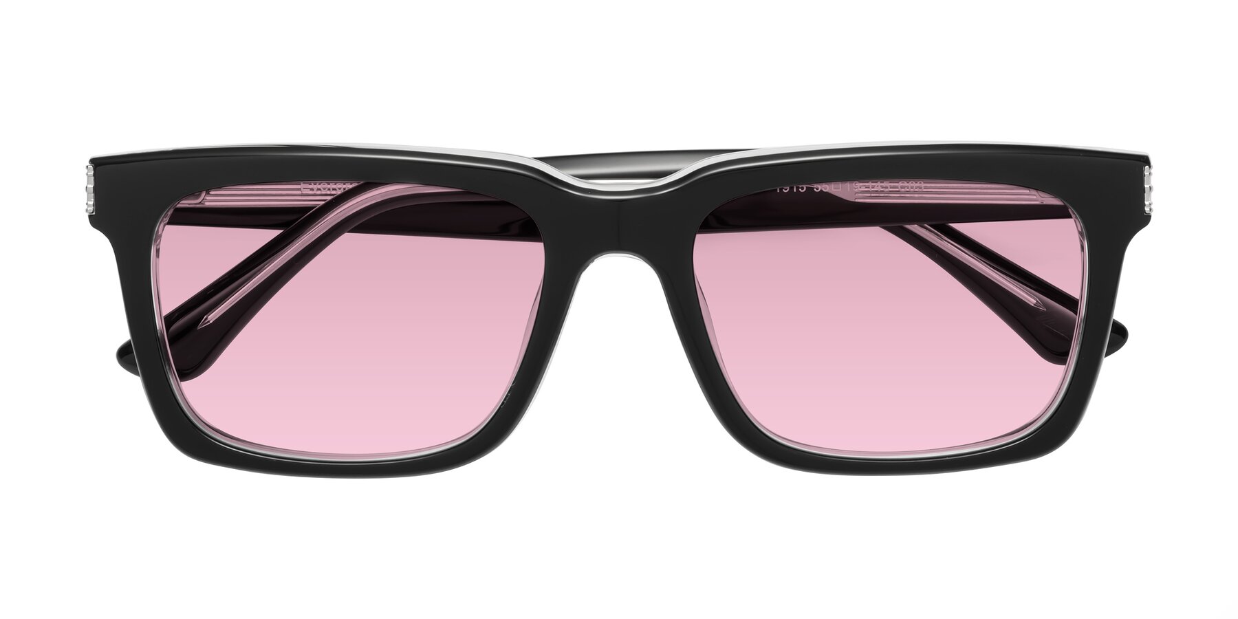 Folded Front of Evergreen in Black-Clear with Light Wine Tinted Lenses