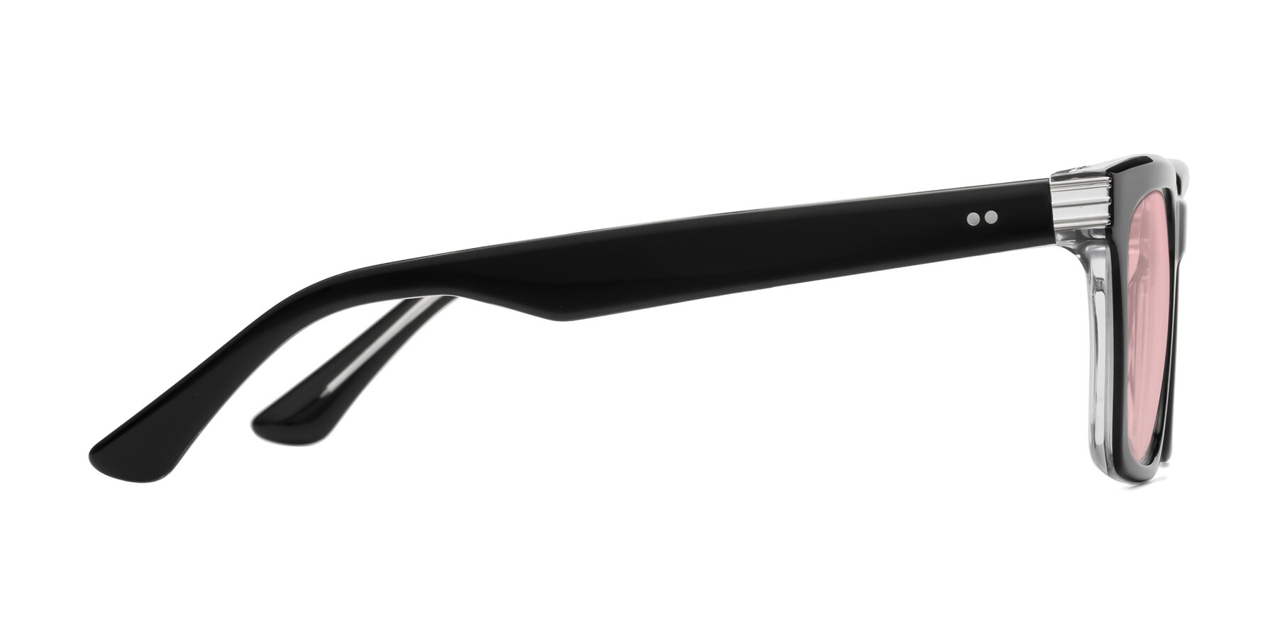 Side of Evergreen in Black-Clear with Light Garnet Tinted Lenses