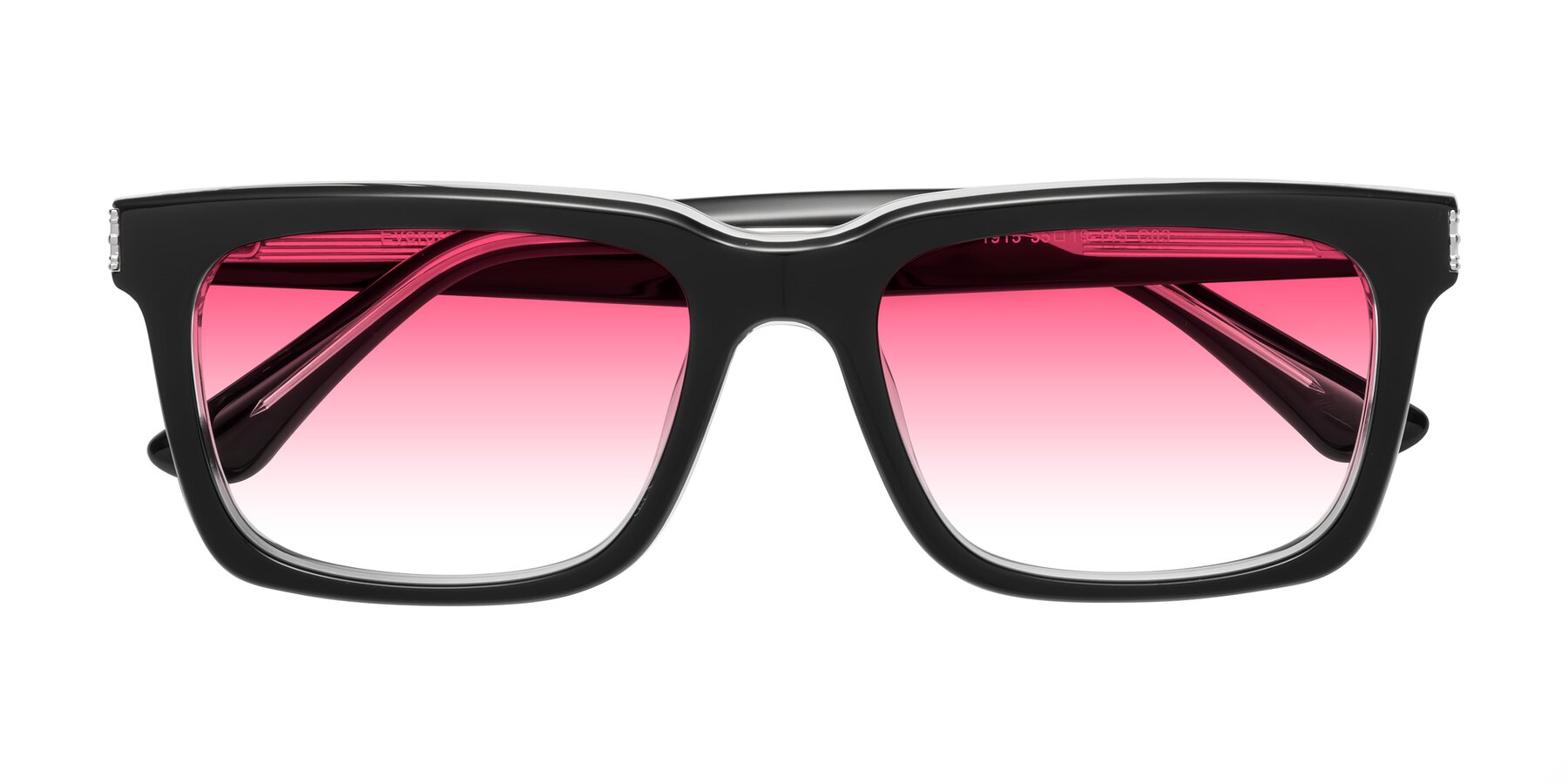 Folded Front of Evergreen in Black-Clear with Pink Gradient Lenses
