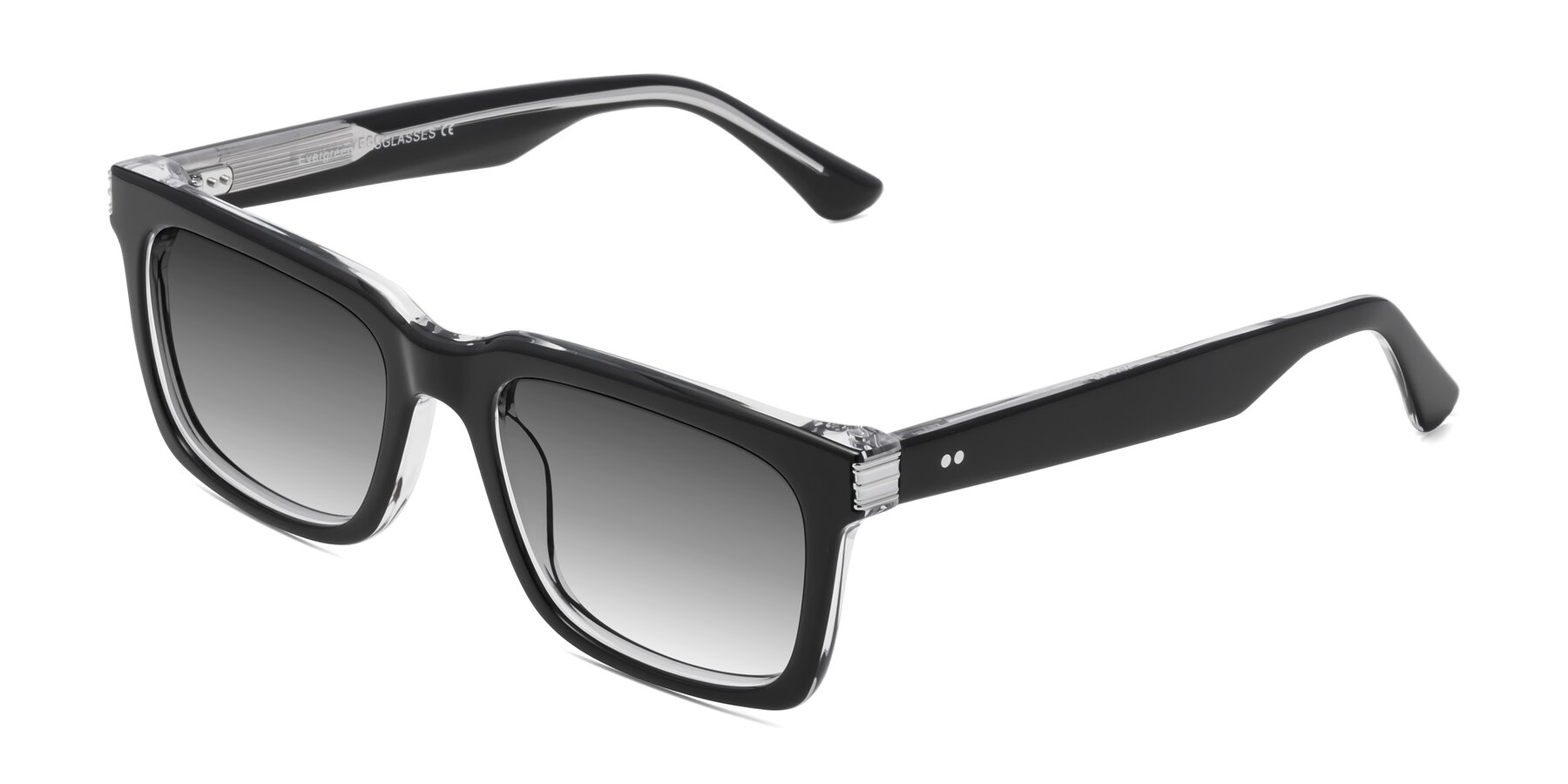 Angle of Evergreen in Black-Clear with Gray Gradient Lenses