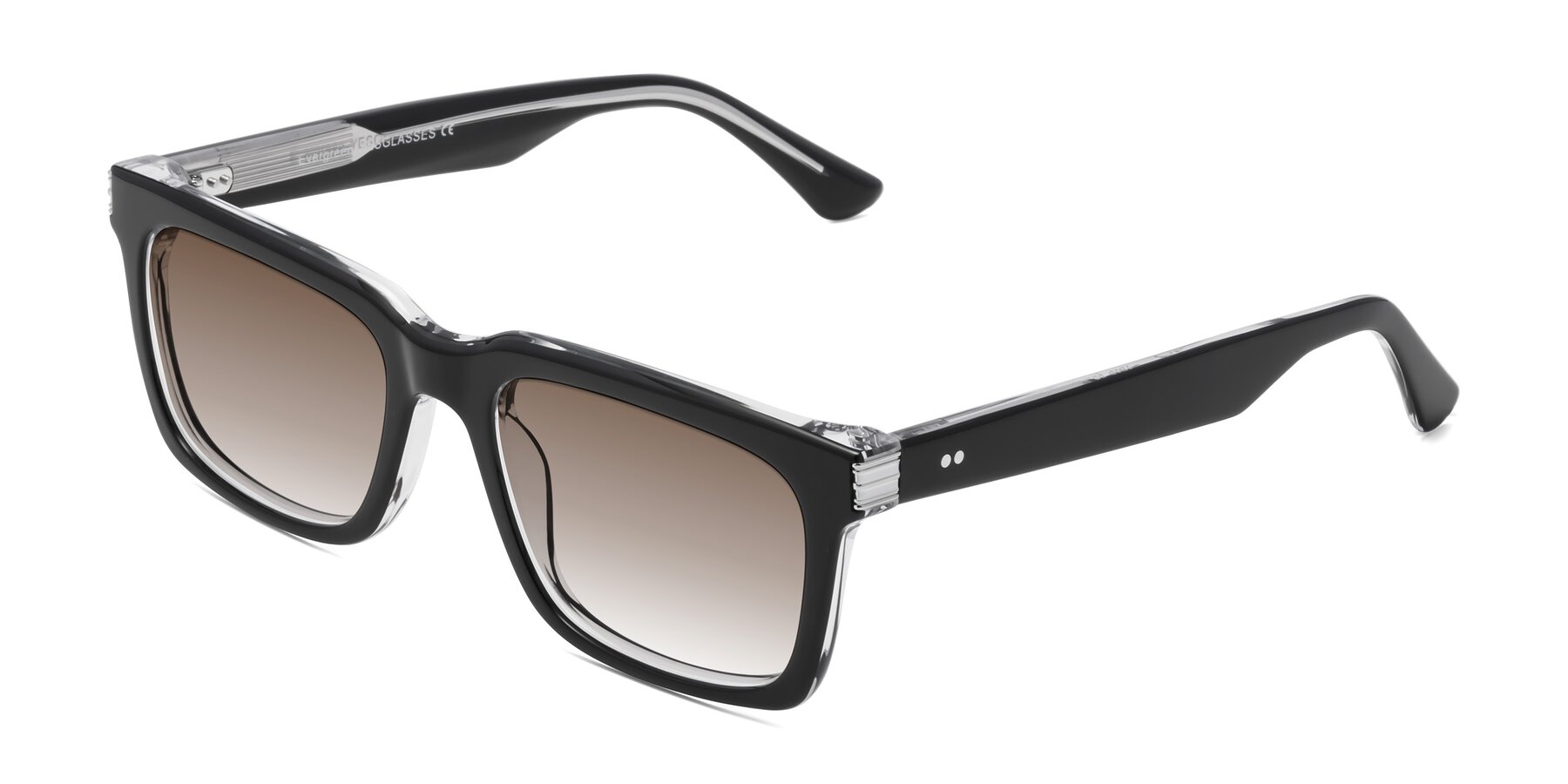 Angle of Evergreen in Black-Clear with Brown Gradient Lenses