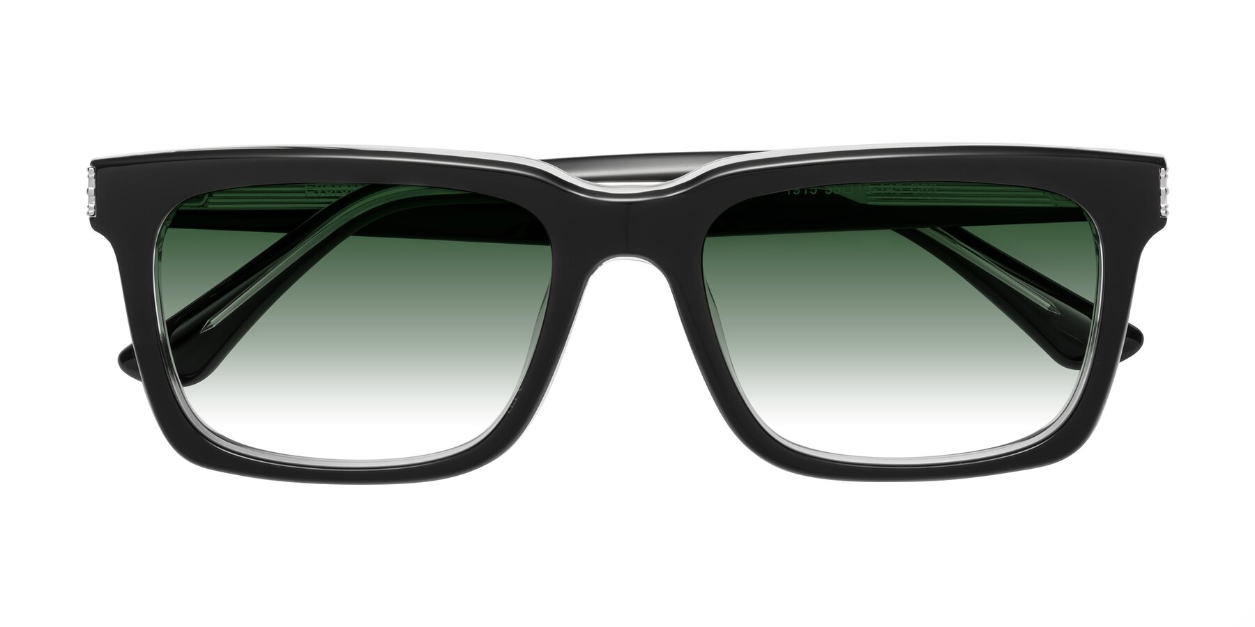 Folded Front of Evergreen in Black-Clear with Green Gradient Lenses
