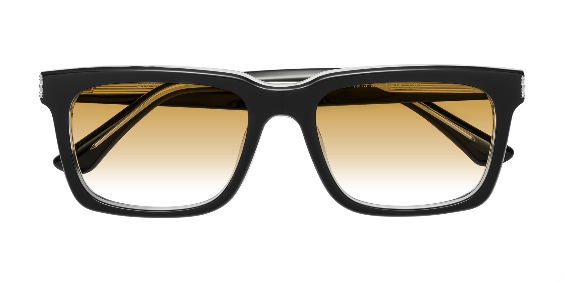 Folded Front of Evergreen in Black-Clear with Champagne Gradient Lenses