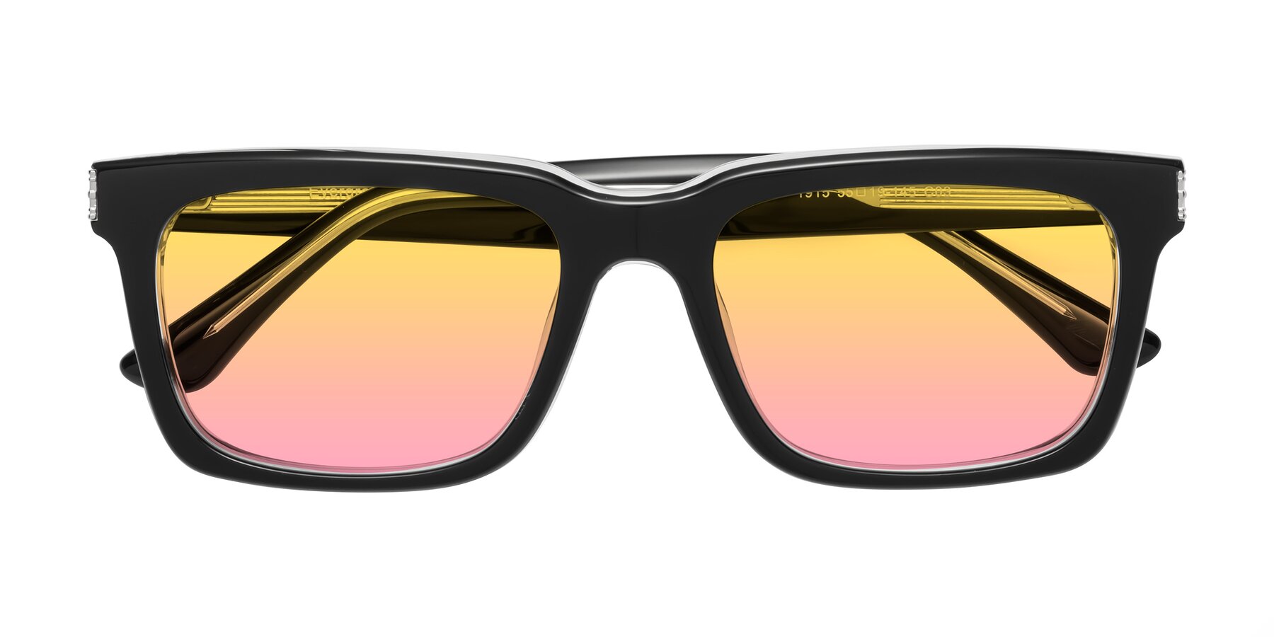 Folded Front of Evergreen in Black-Clear with Yellow / Pink Gradient Lenses