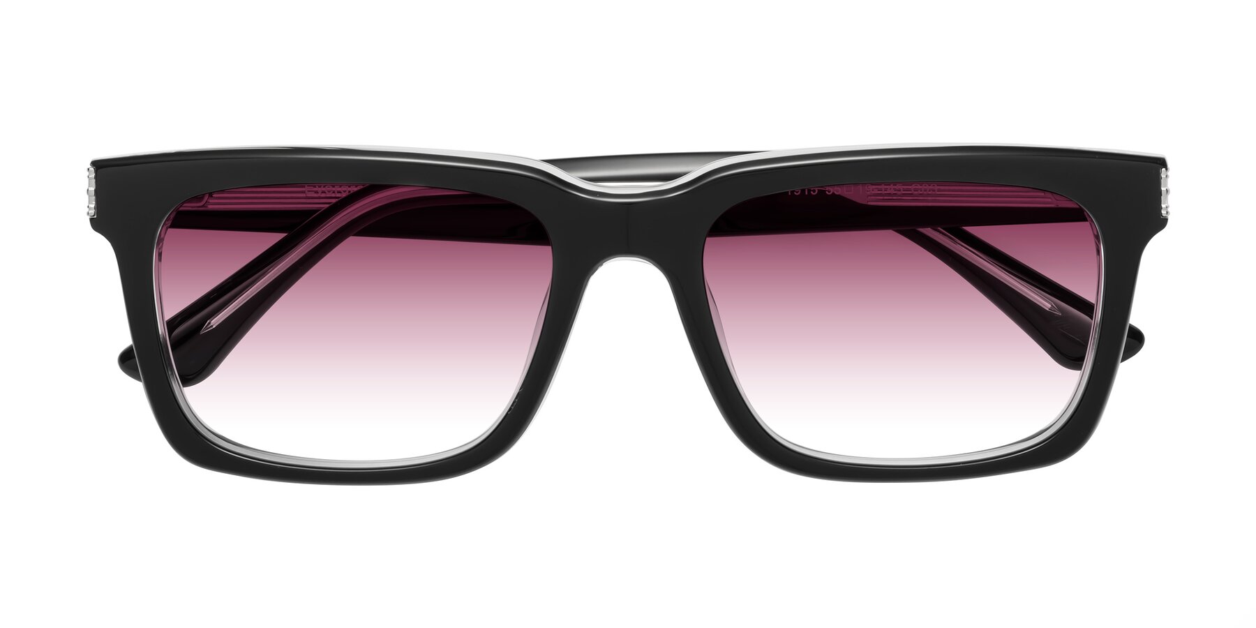 Folded Front of Evergreen in Black-Clear with Wine Gradient Lenses