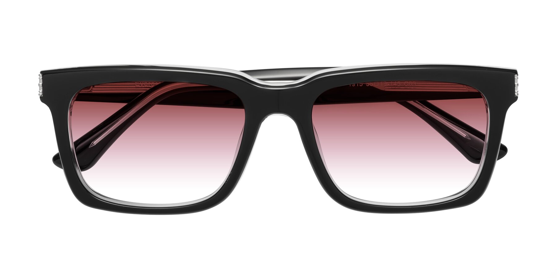 Folded Front of Evergreen in Black-Clear with Garnet Gradient Lenses