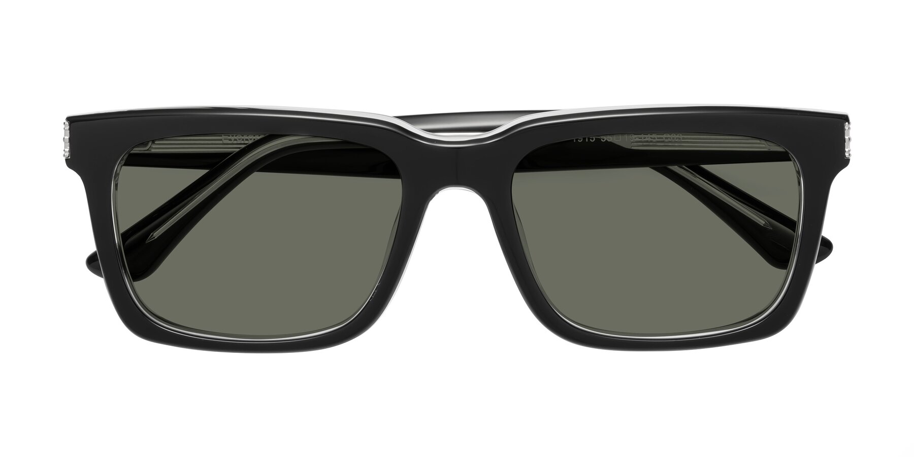 Folded Front of Evergreen in Black-Clear with Gray Polarized Lenses