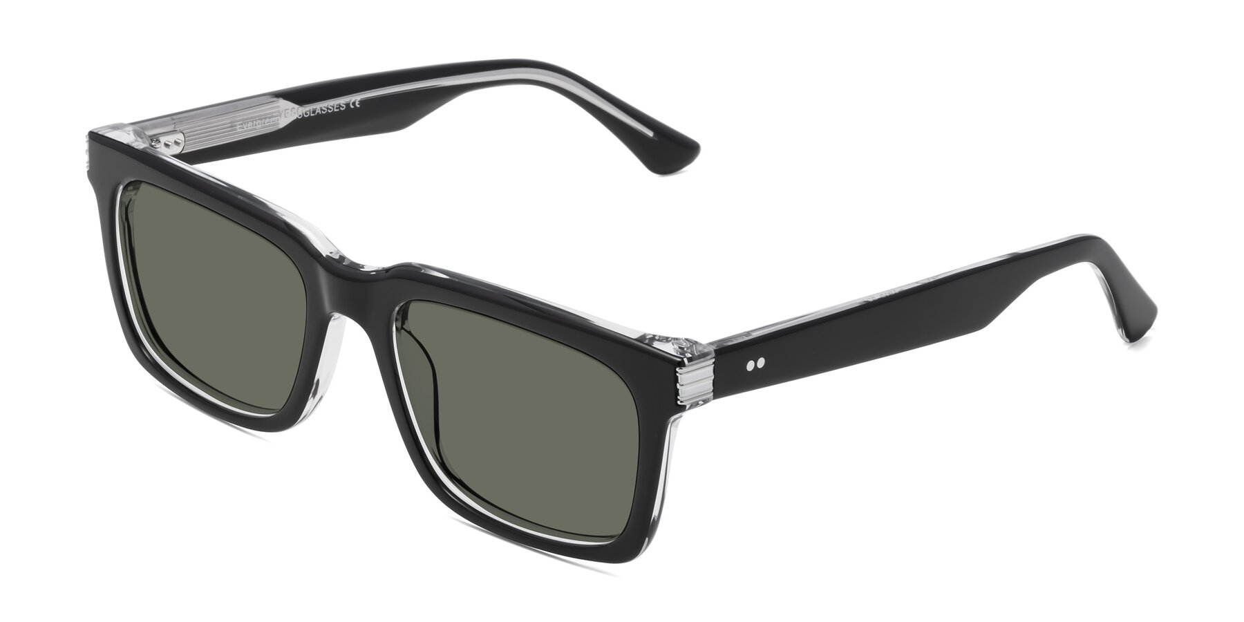 Angle of Evergreen in Black-Clear with Gray Polarized Lenses