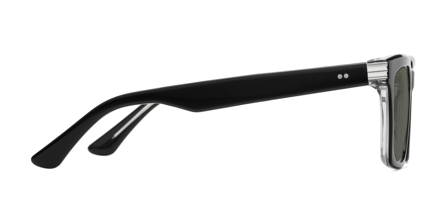 Side of Evergreen in Black-Clear with Gray Polarized Lenses