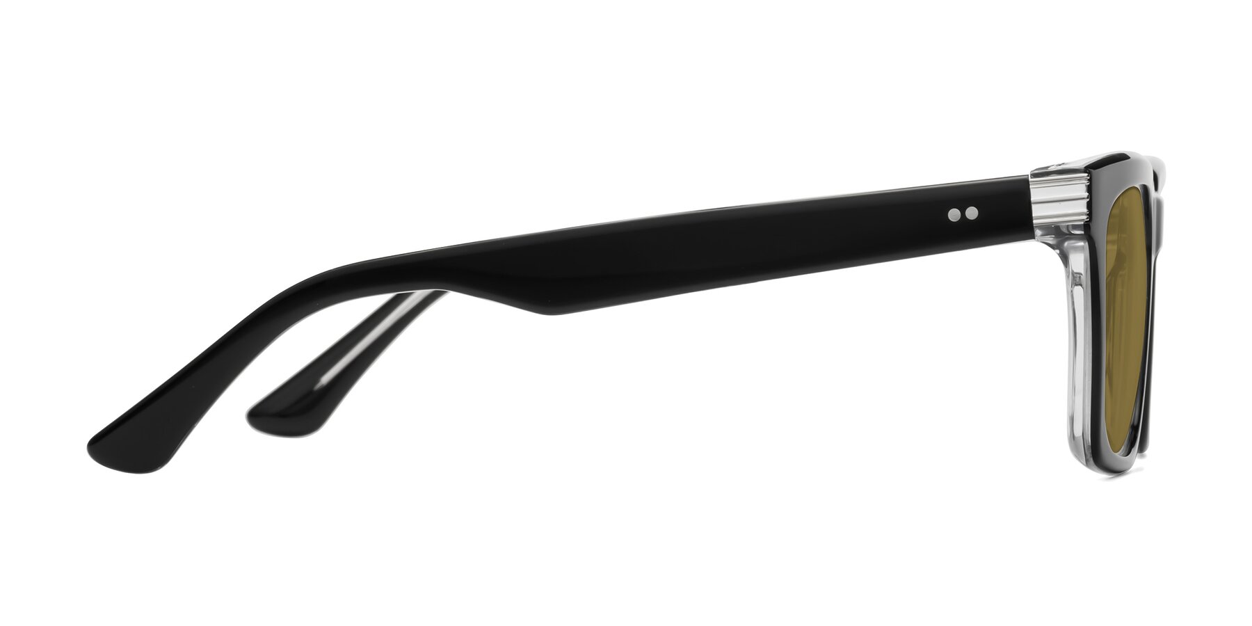 Side of Evergreen in Black-Clear with Brown Polarized Lenses
