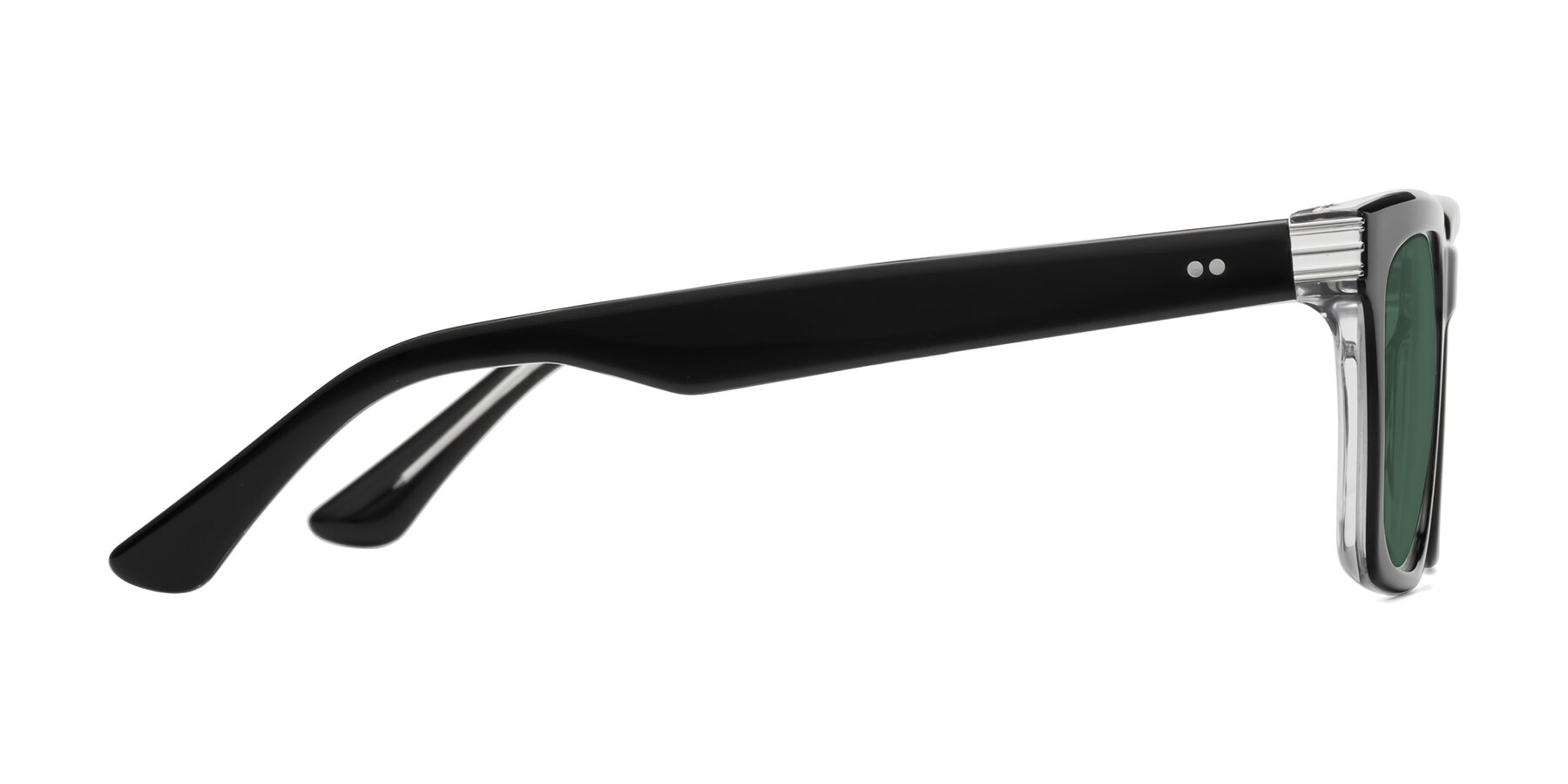 Side of Evergreen in Black-Clear with Green Polarized Lenses