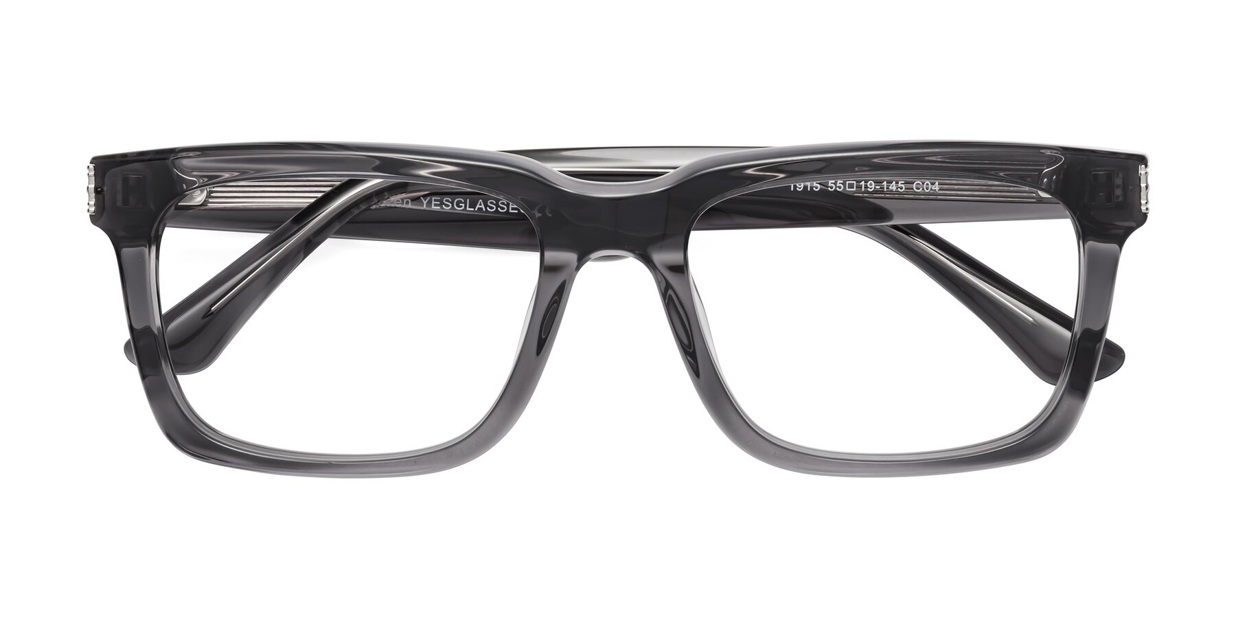 Folded Front of Evergreen in Transparent Gray with Clear Blue Light Blocking Lenses