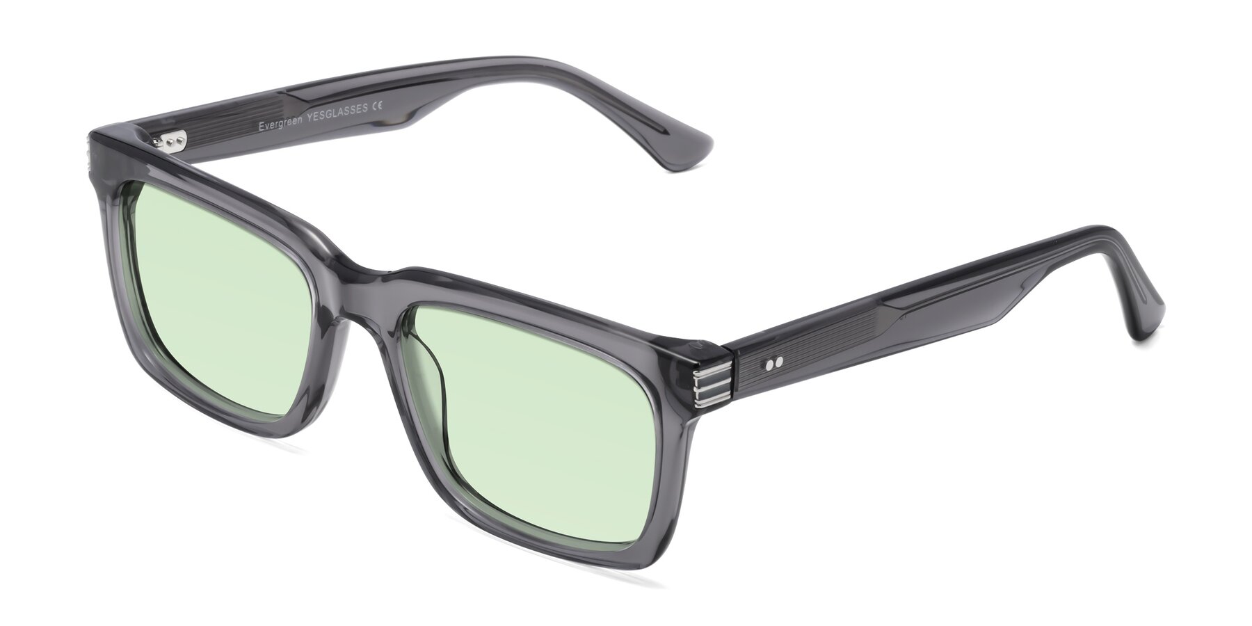 Angle of Evergreen in Transparent Gray with Light Green Tinted Lenses