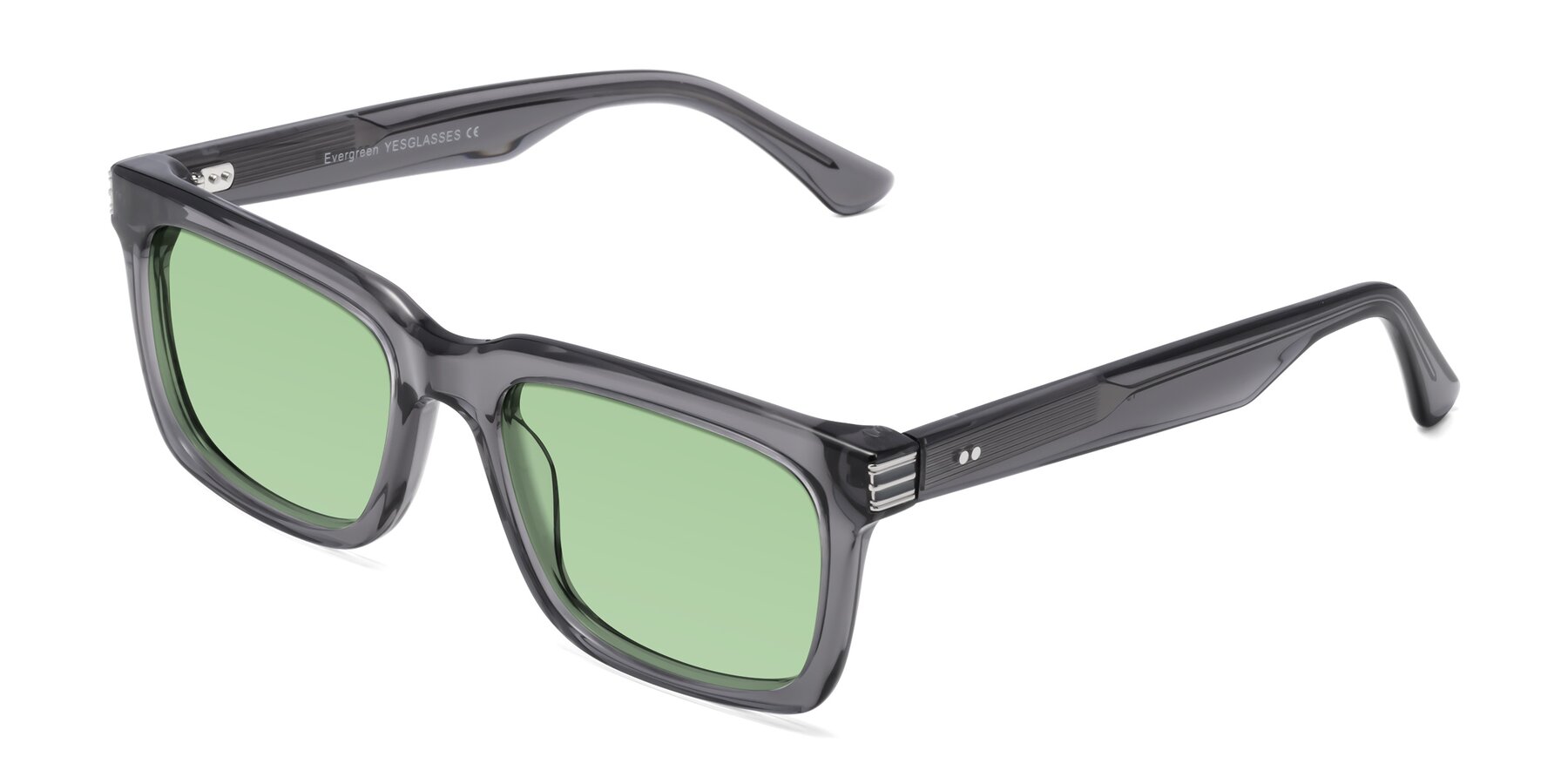 Angle of Evergreen in Transparent Gray with Medium Green Tinted Lenses