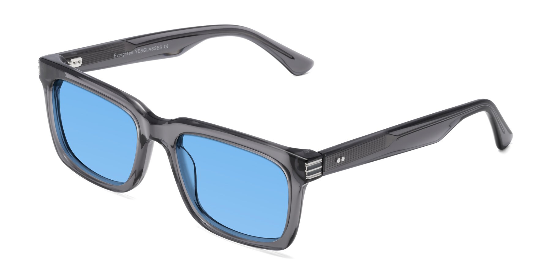 Angle of Evergreen in Transparent Gray with Medium Blue Tinted Lenses