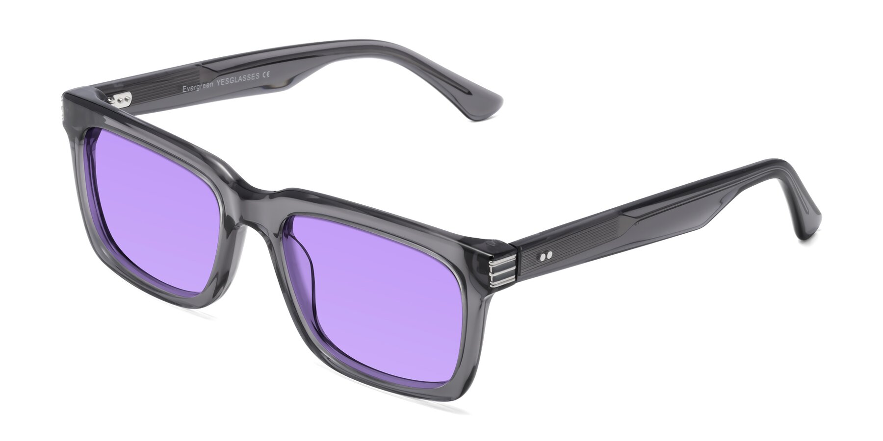 Angle of Evergreen in Transparent Gray with Medium Purple Tinted Lenses