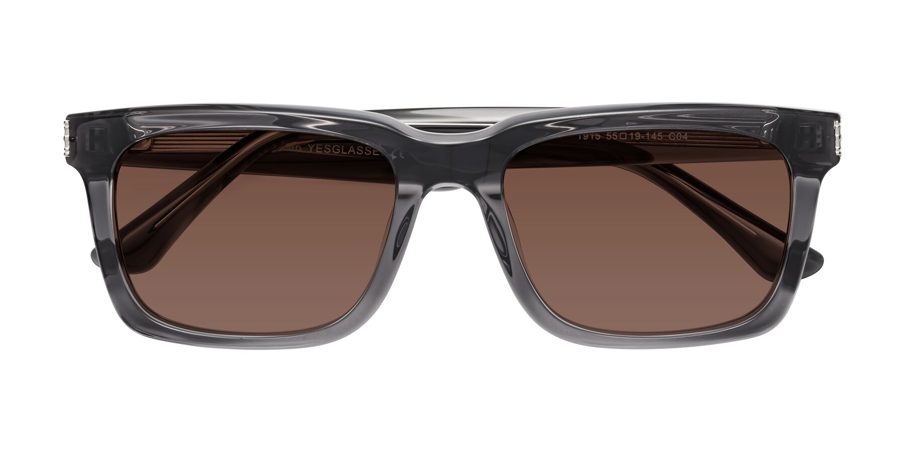 Folded Front of Evergreen in Transparent Gray with Brown Tinted Lenses