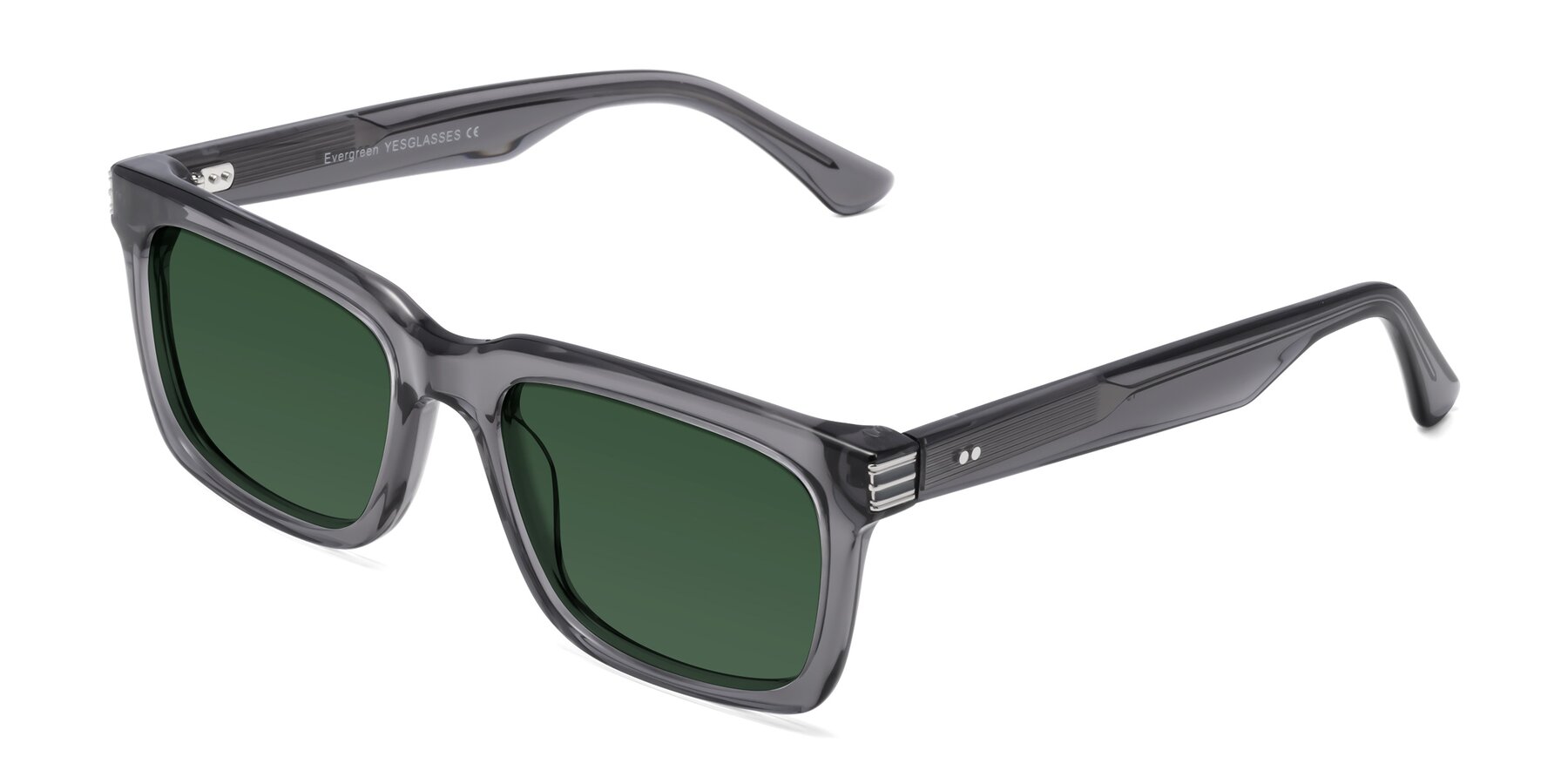 Angle of Evergreen in Transparent Gray with Green Tinted Lenses