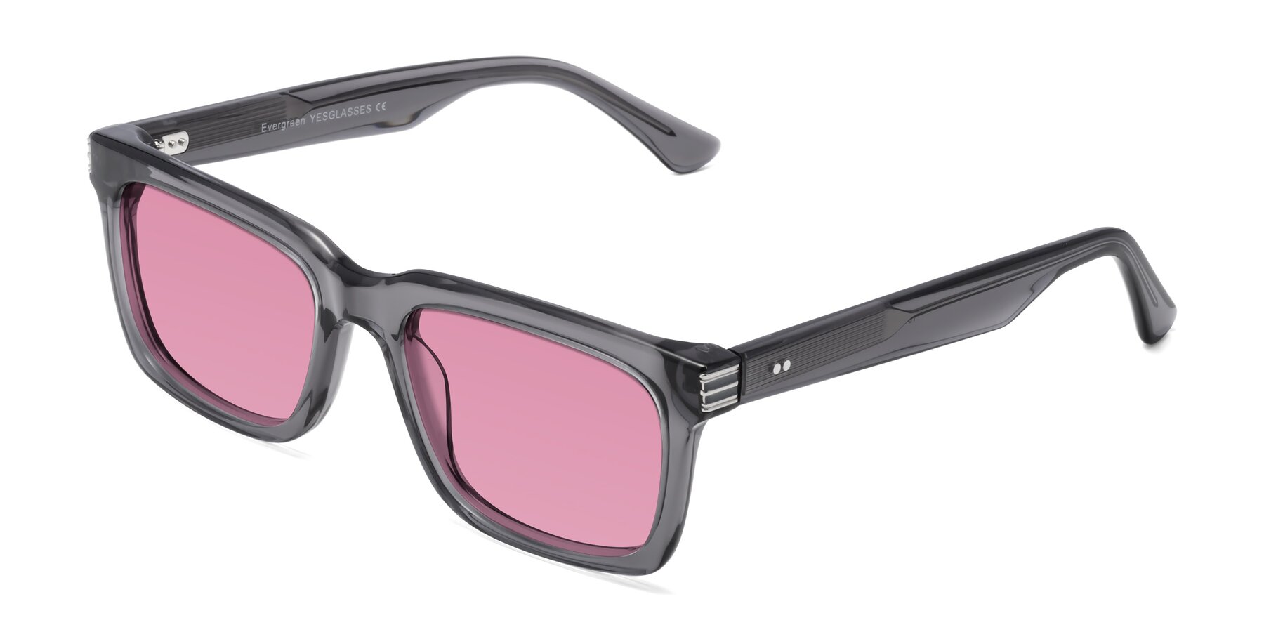 Angle of Evergreen in Transparent Gray with Medium Wine Tinted Lenses