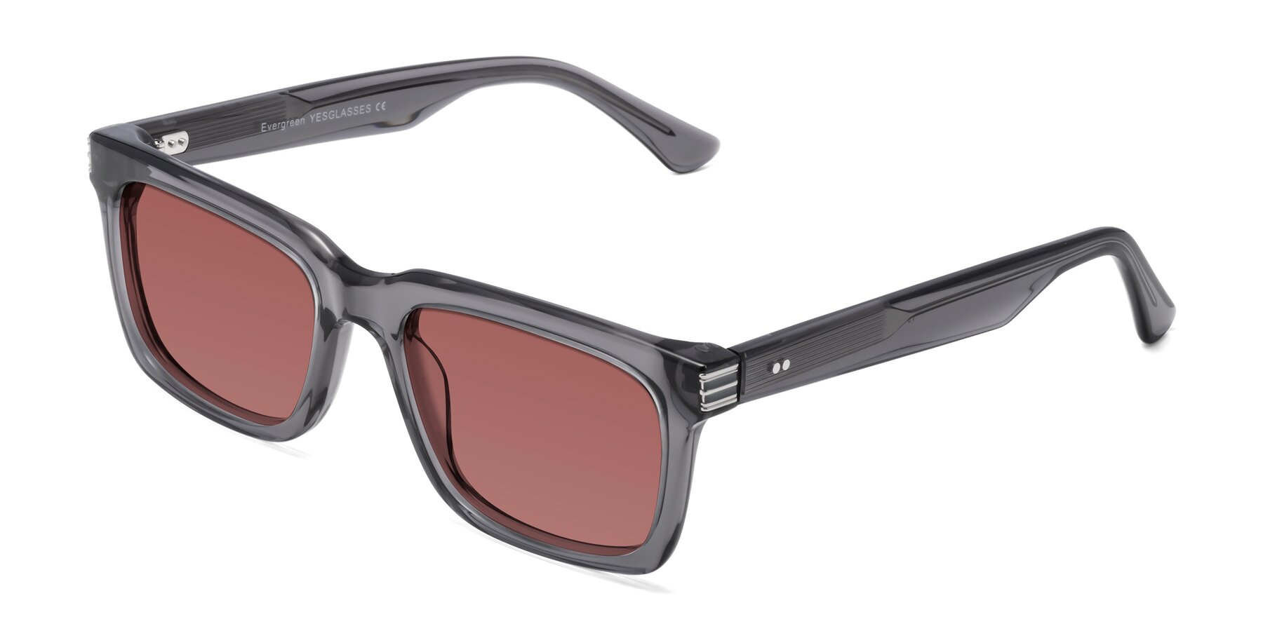 Angle of Evergreen in Transparent Gray with Garnet Tinted Lenses