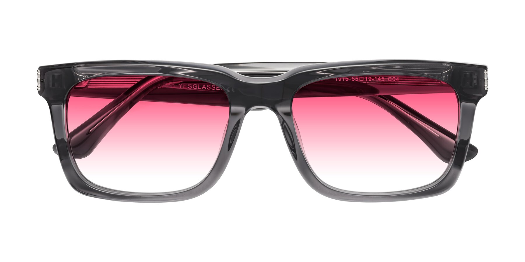 Folded Front of Evergreen in Transparent Gray with Pink Gradient Lenses