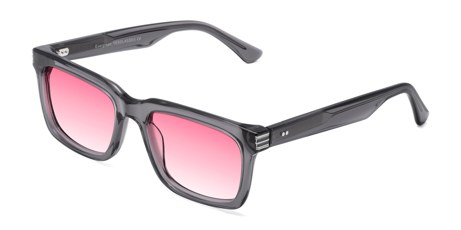 Angle of Evergreen in Transparent Gray with Pink Gradient Lenses