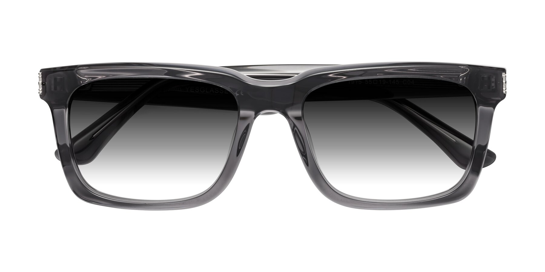 Folded Front of Evergreen in Transparent Gray with Gray Gradient Lenses