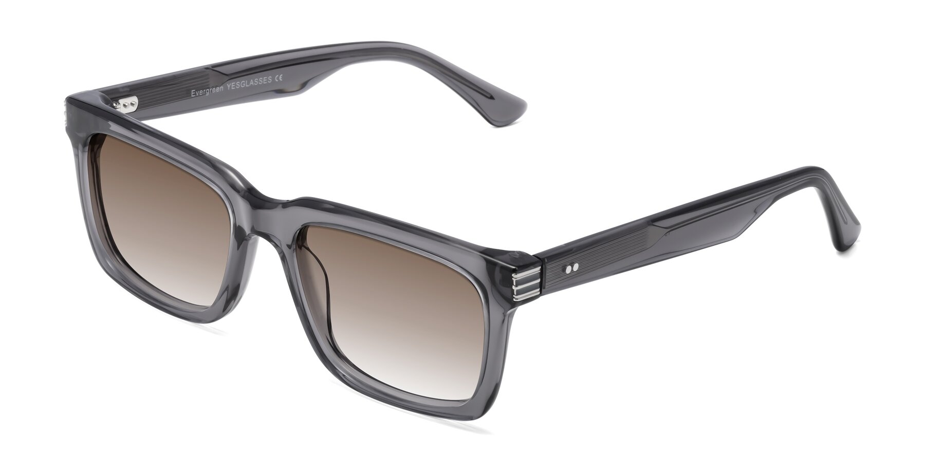 Angle of Evergreen in Transparent Gray with Brown Gradient Lenses