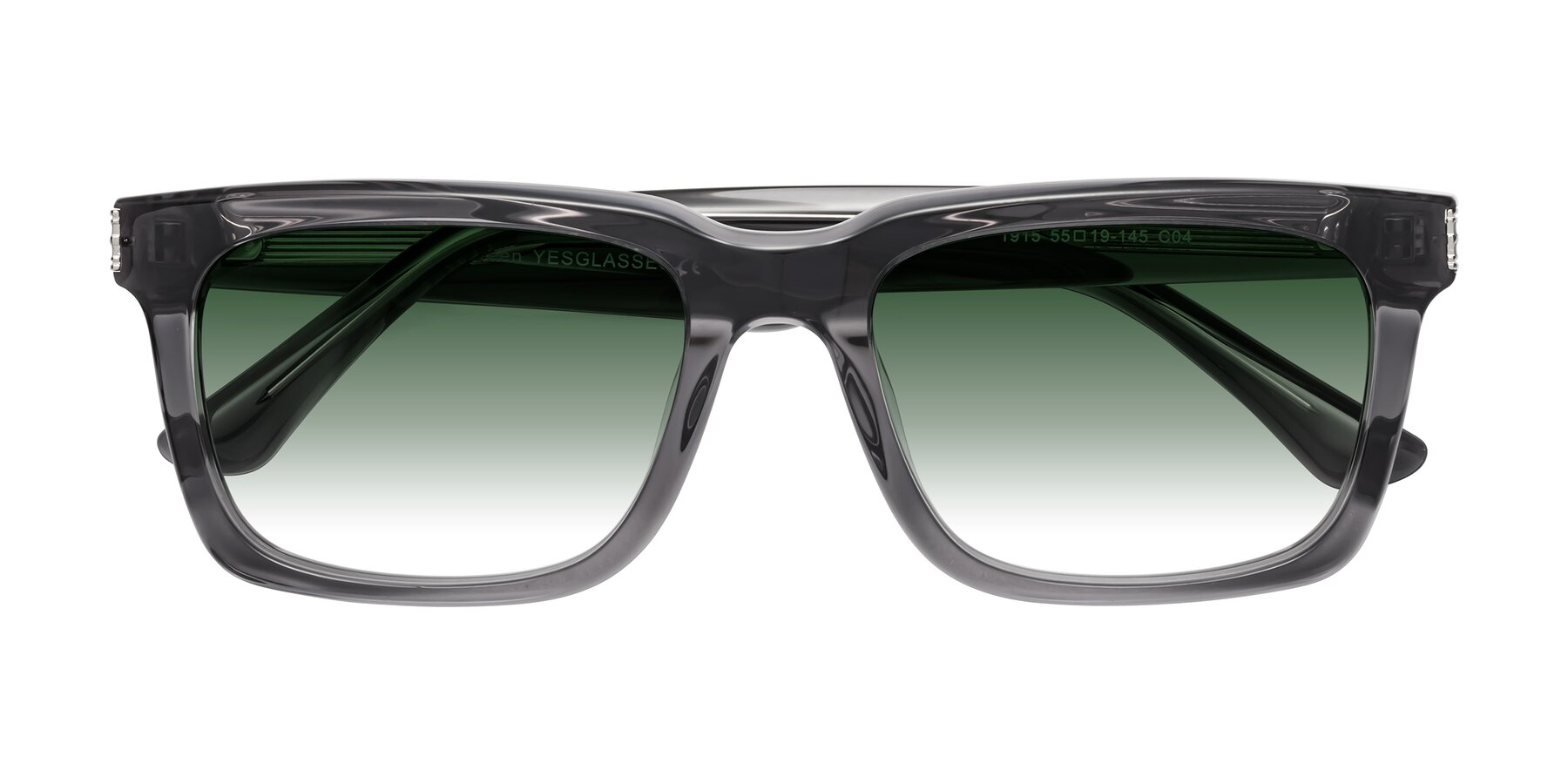 Folded Front of Evergreen in Transparent Gray with Green Gradient Lenses