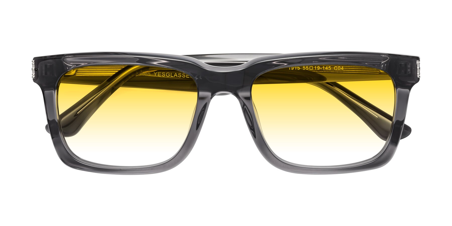 Folded Front of Evergreen in Transparent Gray with Yellow Gradient Lenses