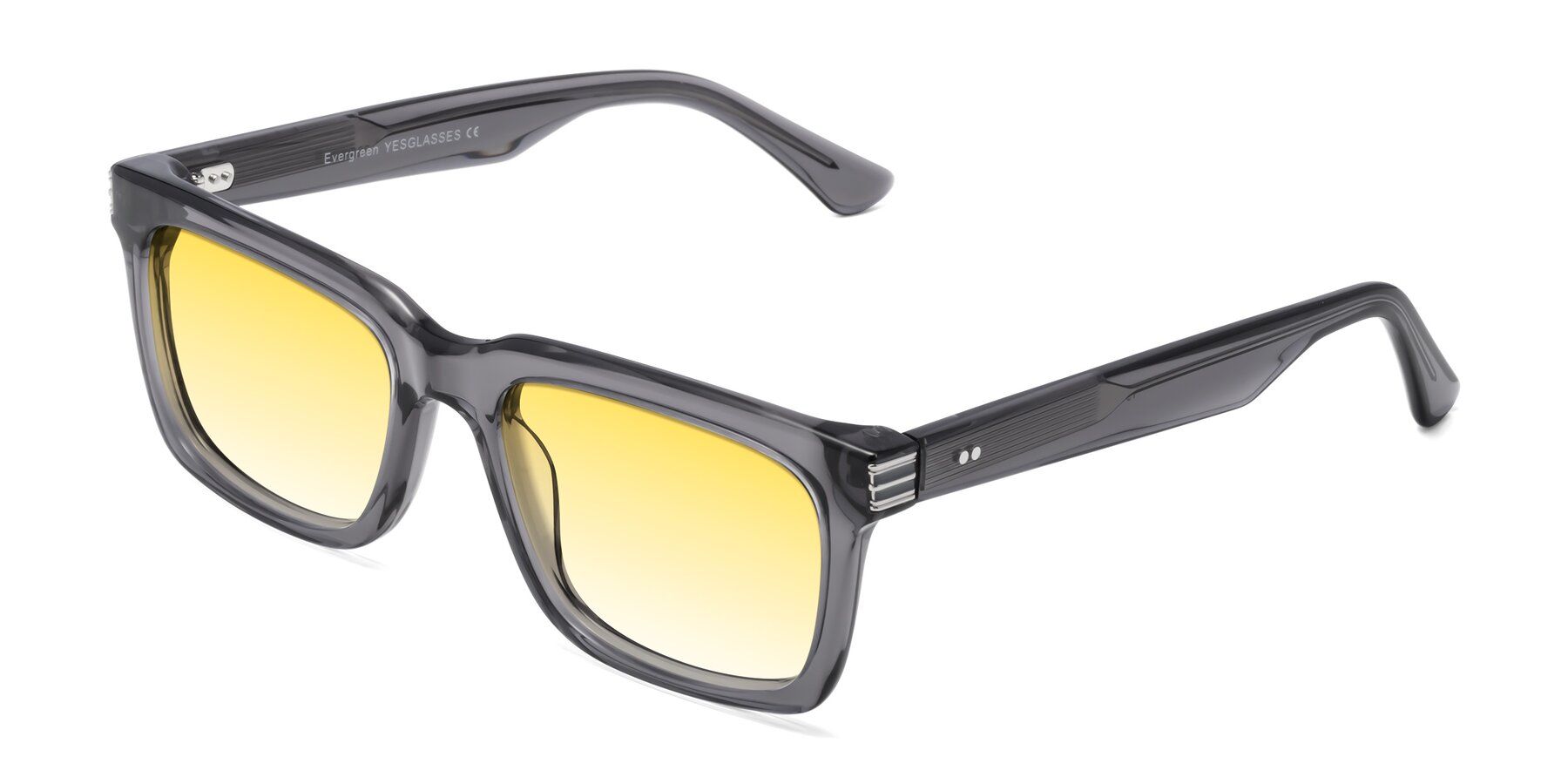 Angle of Evergreen in Transparent Gray with Yellow Gradient Lenses