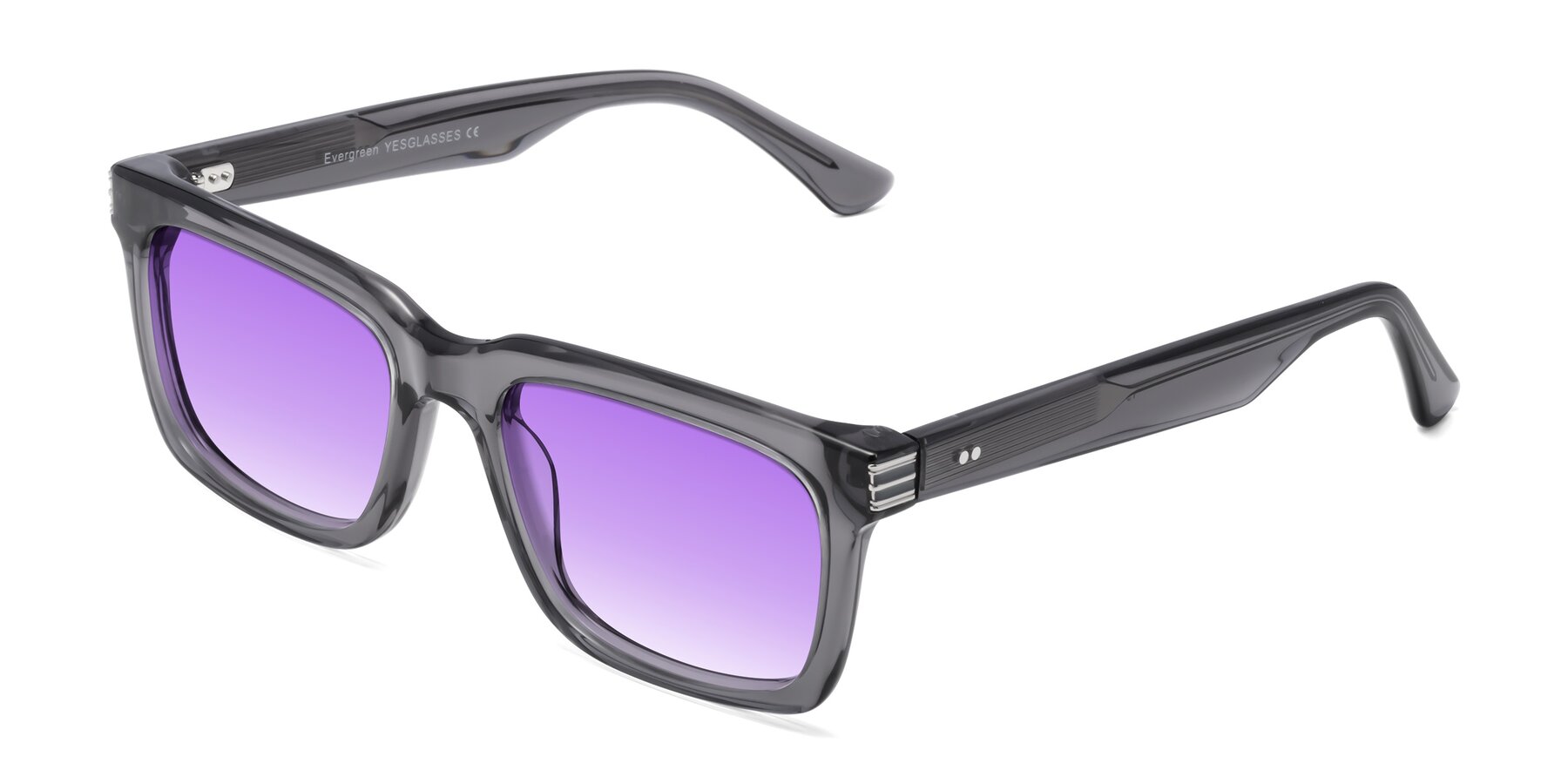 Angle of Evergreen in Transparent Gray with Purple Gradient Lenses