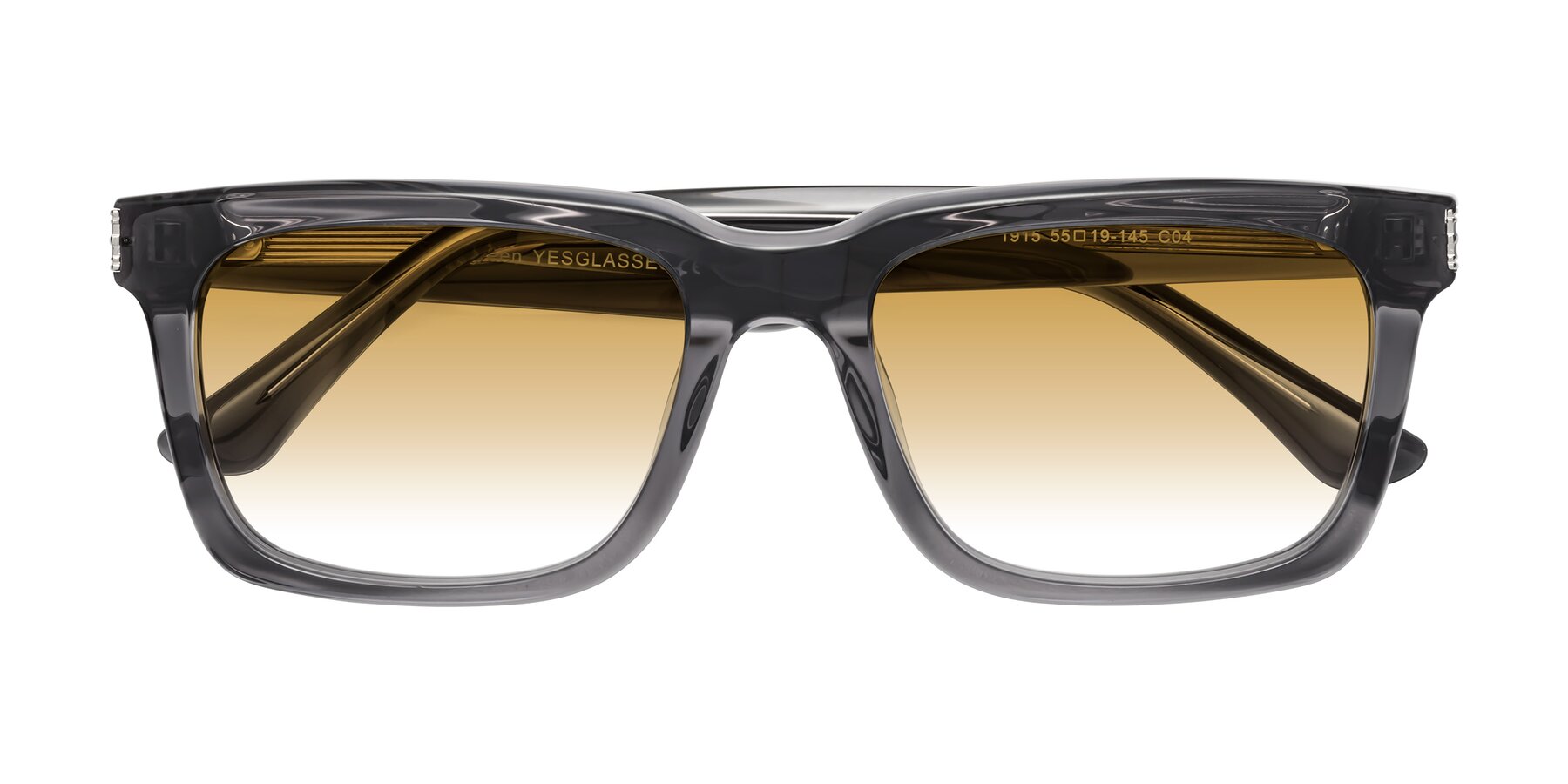 Folded Front of Evergreen in Transparent Gray with Champagne Gradient Lenses