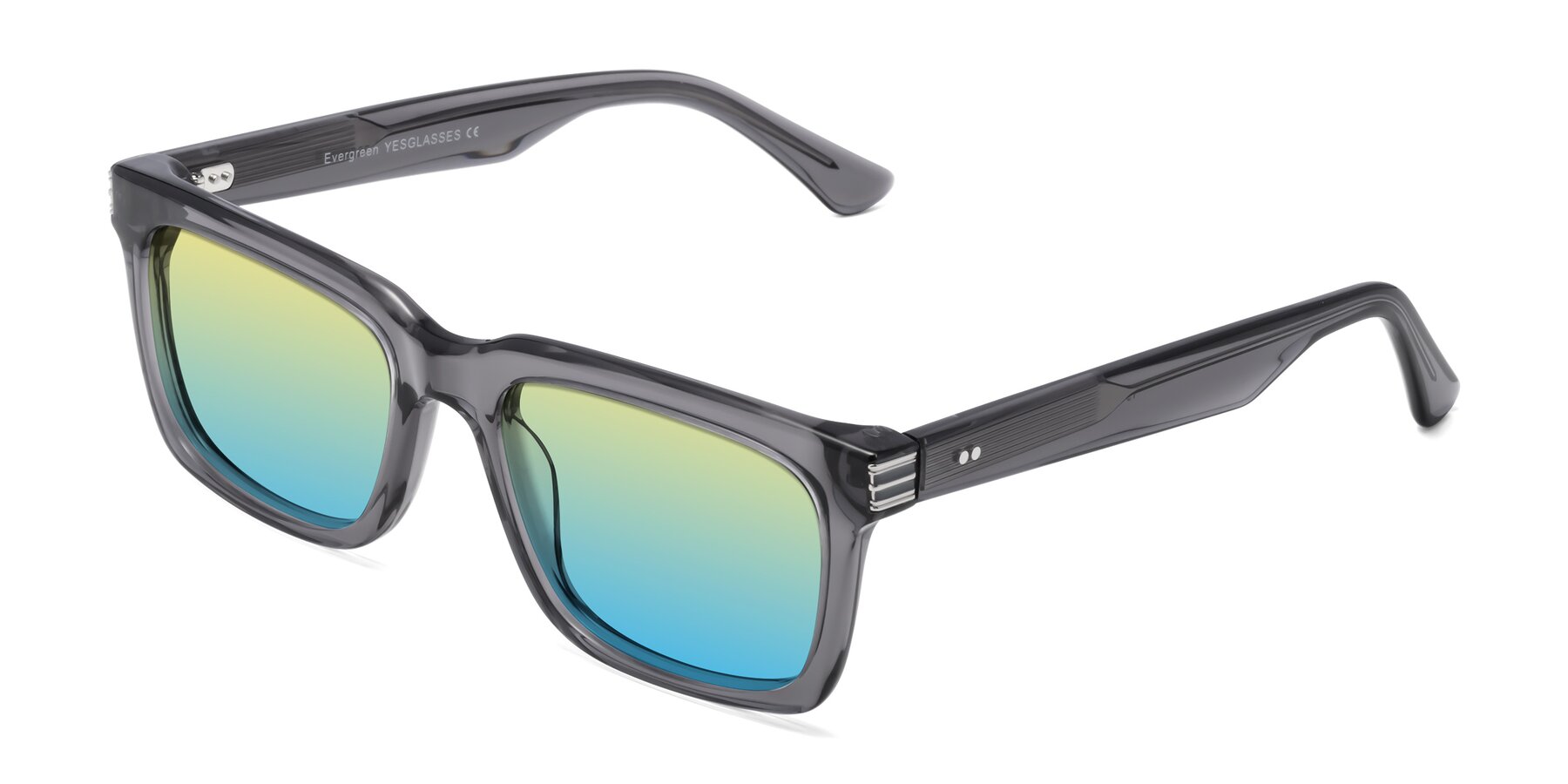 Angle of Evergreen in Transparent Gray with Yellow / Blue Gradient Lenses