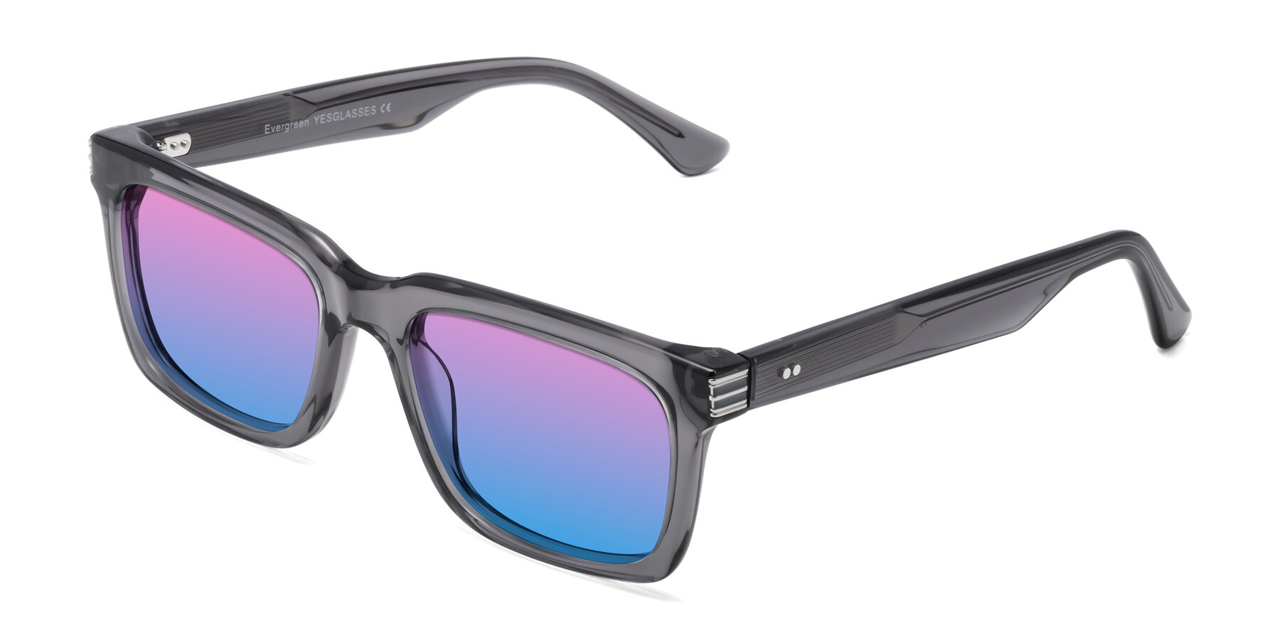 Angle of Evergreen in Transparent Gray with Pink / Blue Gradient Lenses