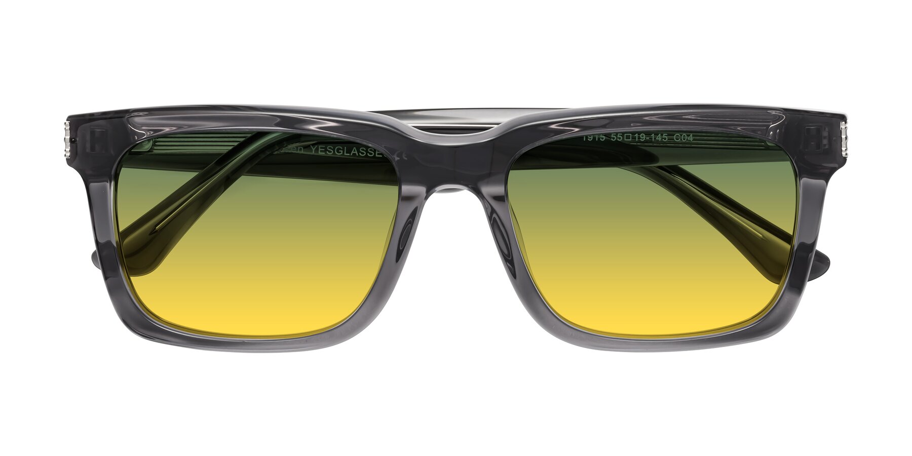 Folded Front of Evergreen in Transparent Gray with Green / Yellow Gradient Lenses