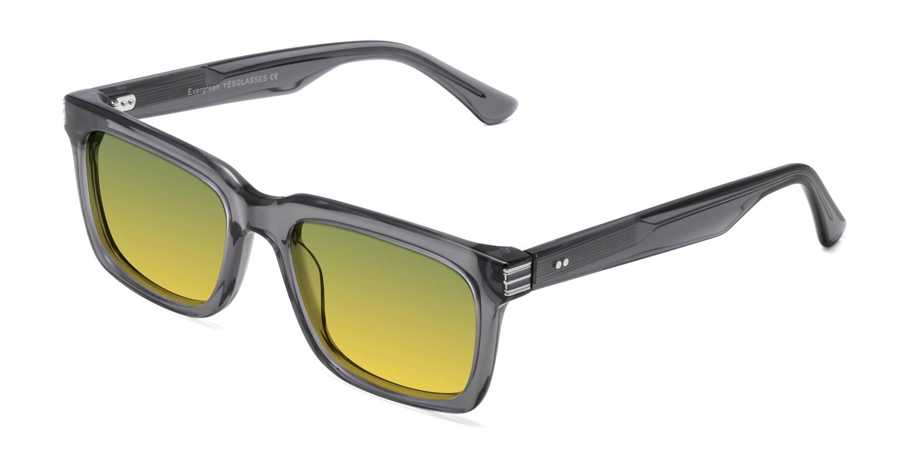 Angle of Evergreen in Transparent Gray with Green / Yellow Gradient Lenses