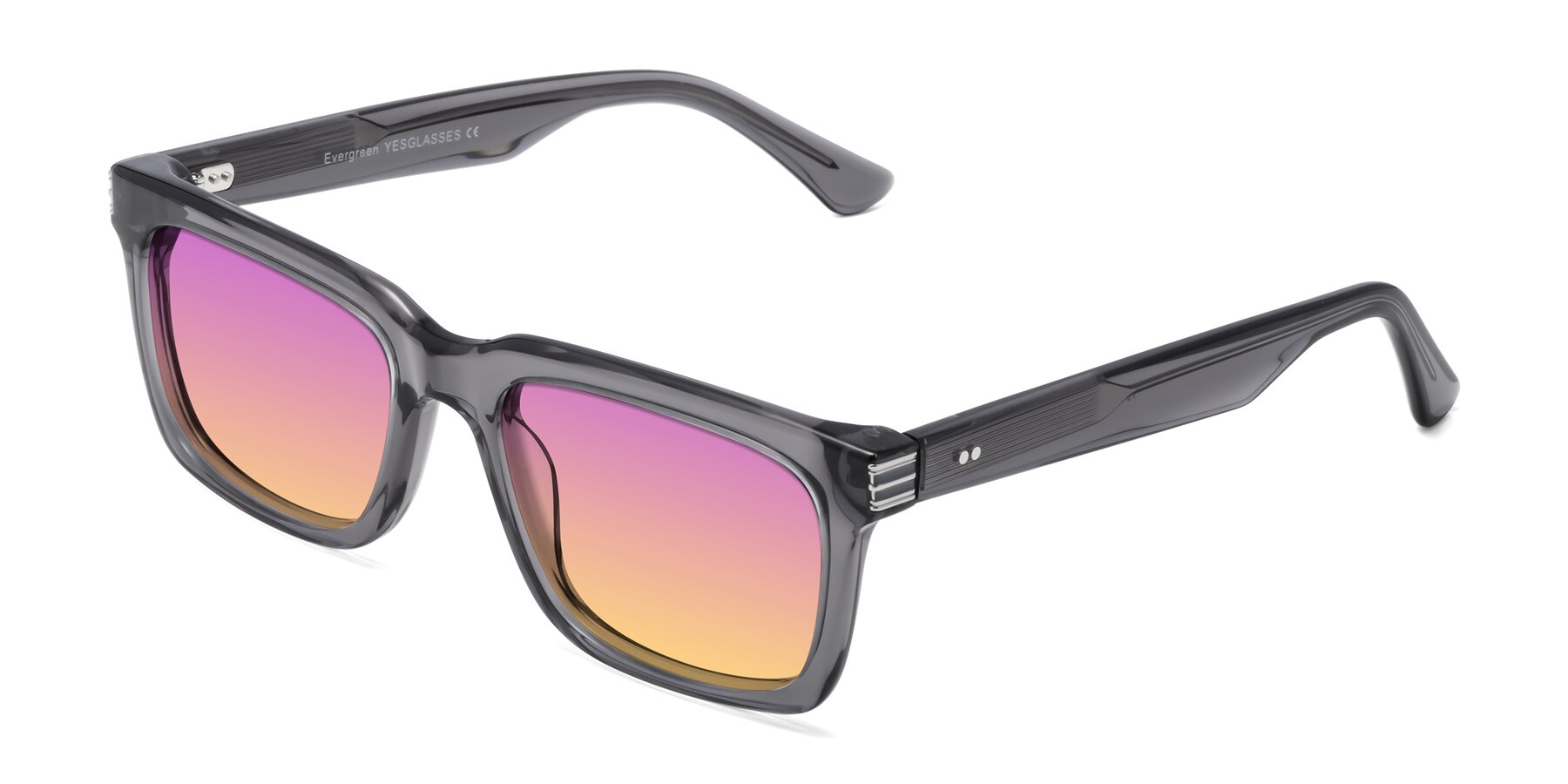 Angle of Evergreen in Transparent Gray with Purple / Yellow Gradient Lenses