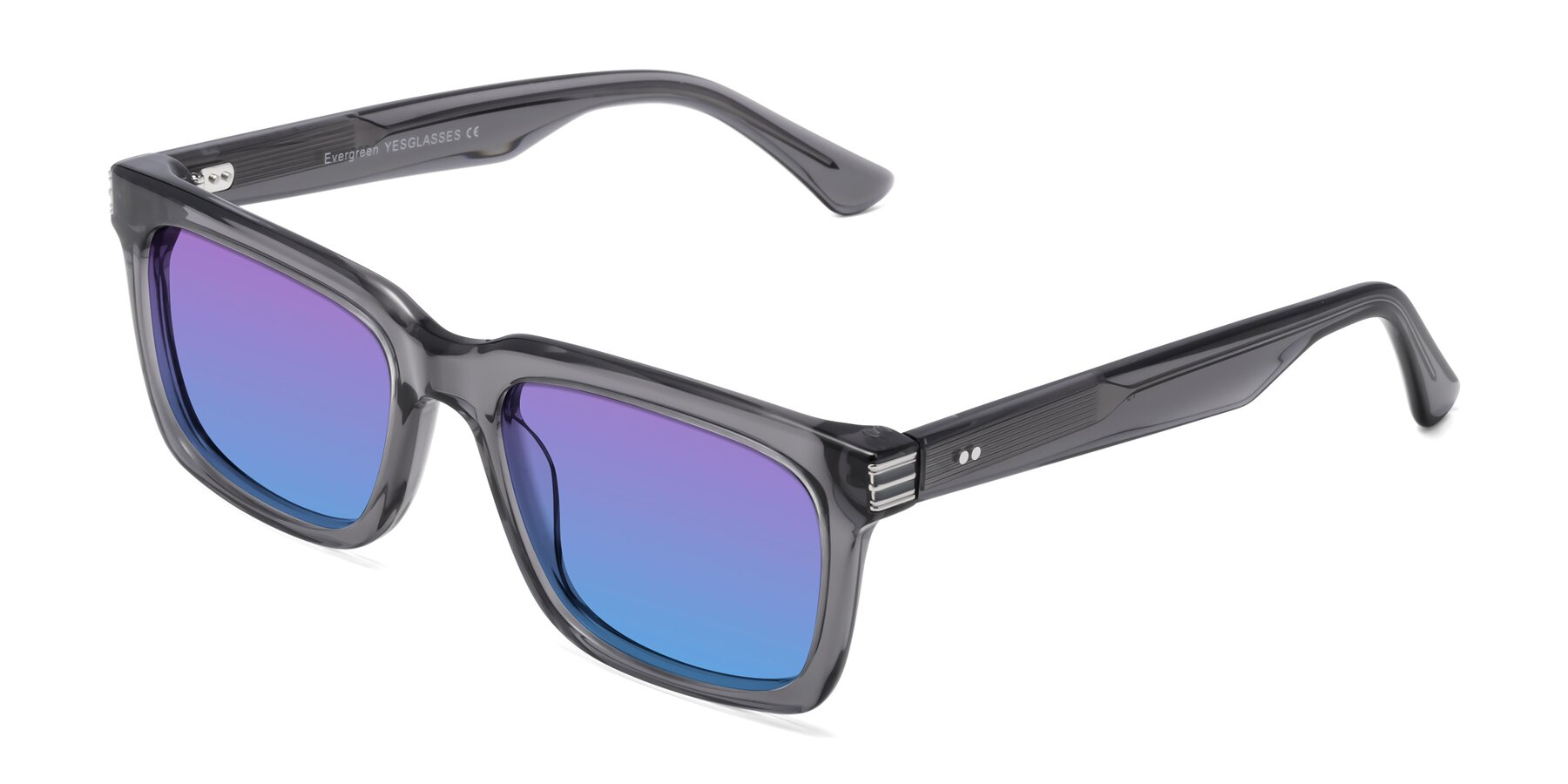 Angle of Evergreen in Transparent Gray with Purple / Blue Gradient Lenses