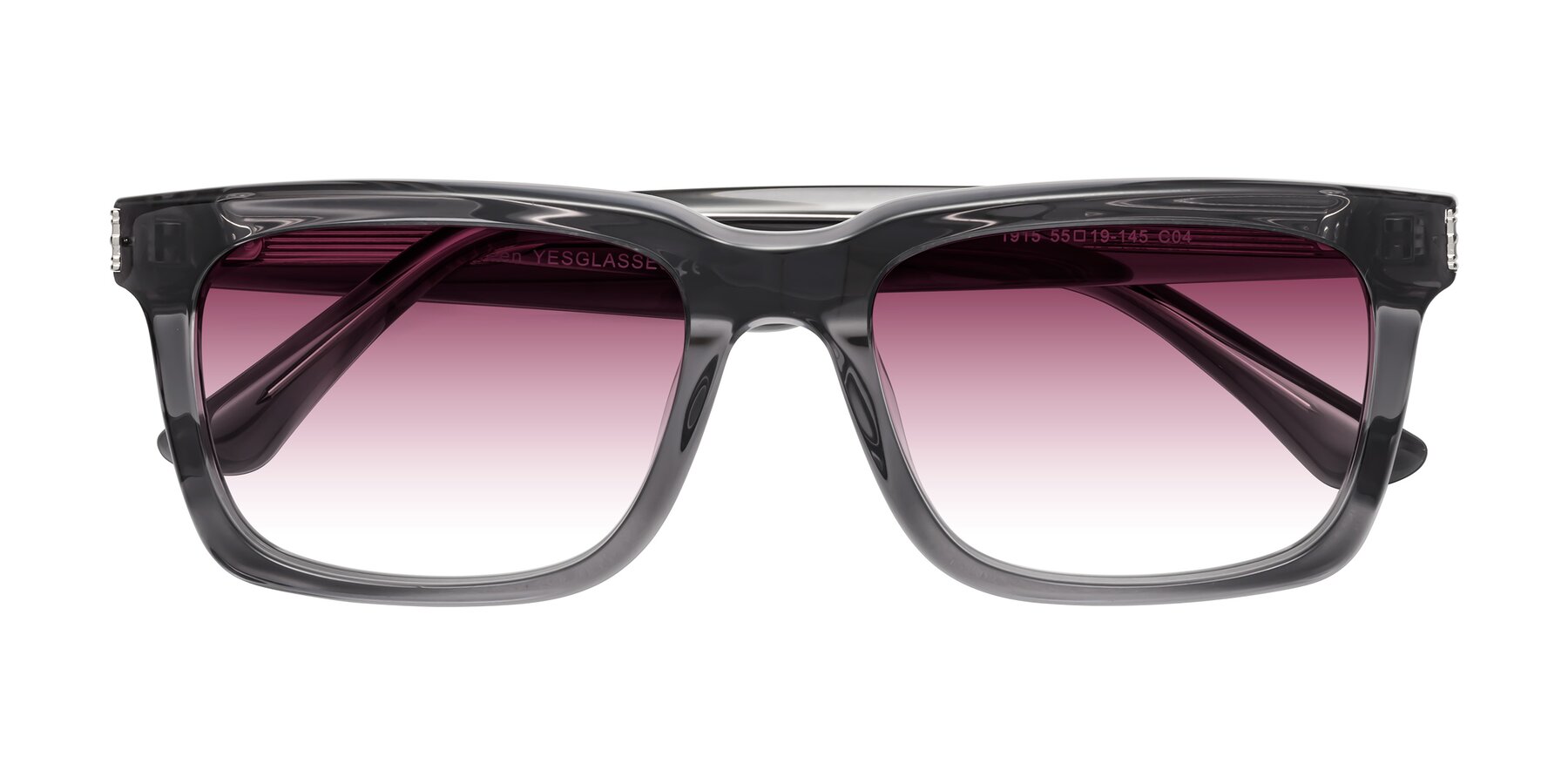 Folded Front of Evergreen in Transparent Gray with Wine Gradient Lenses